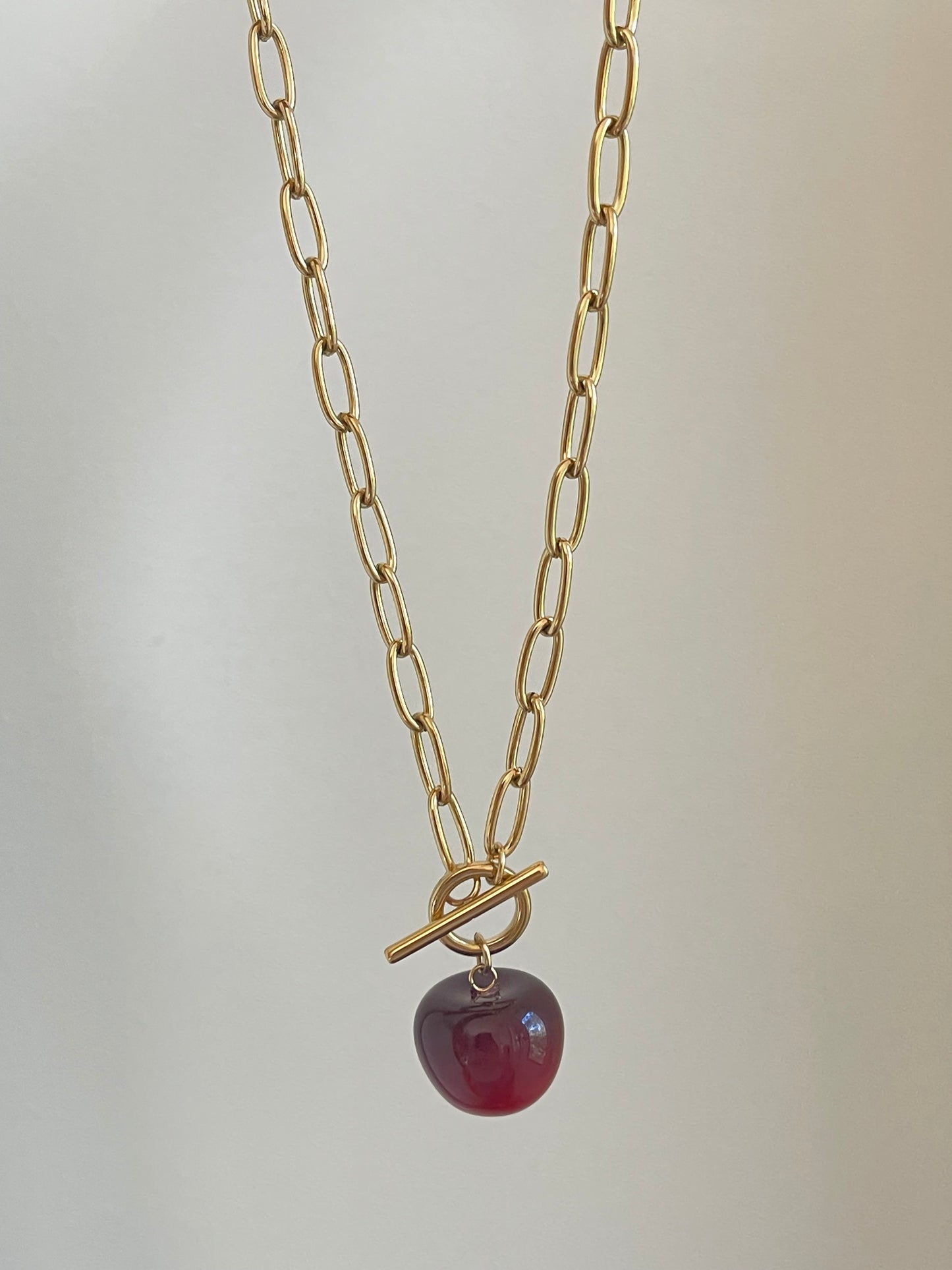 Red Apple Chain Necklace (Stainless Steel)