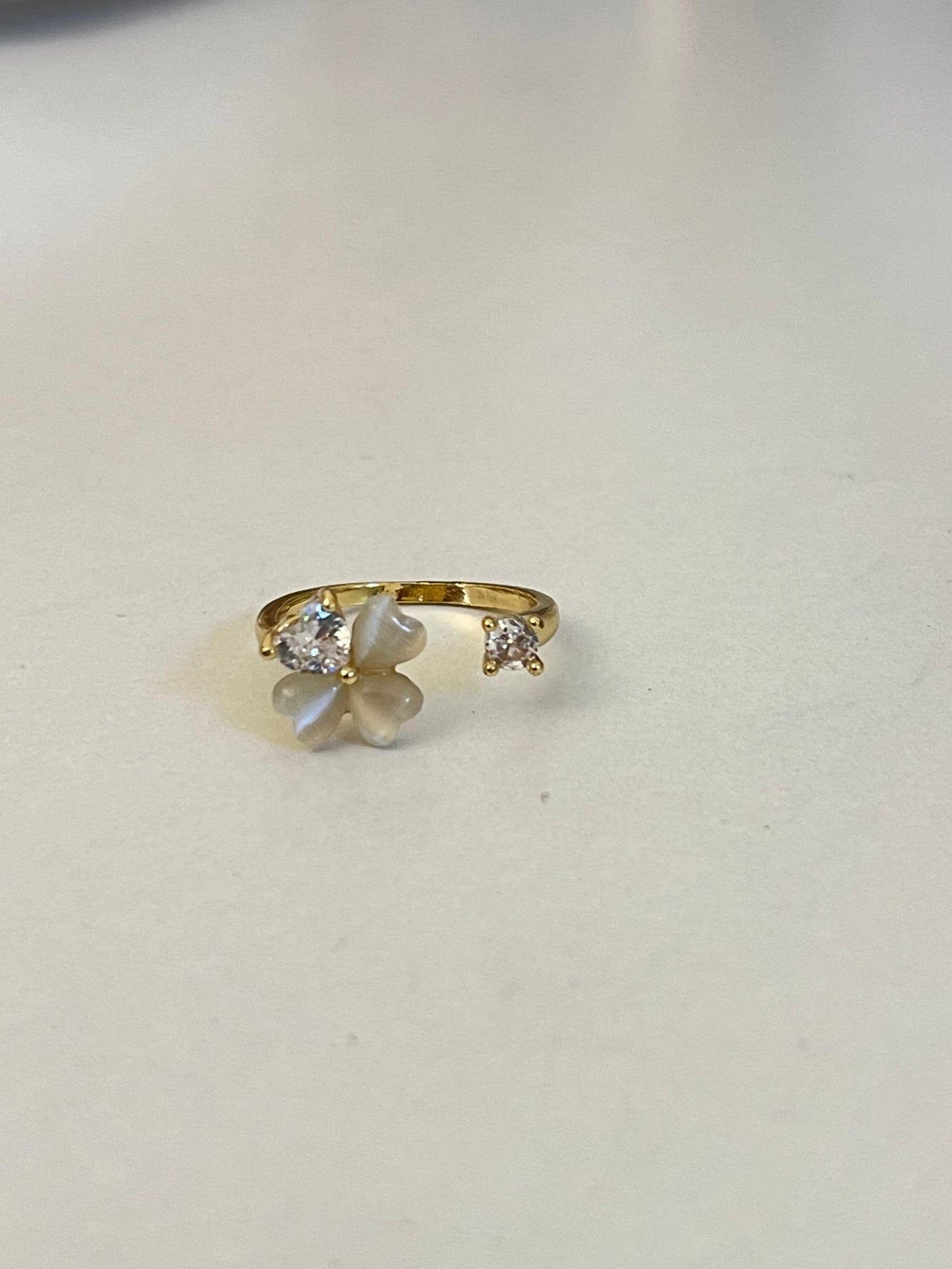 Crystal Flower Ring- Gold Plated