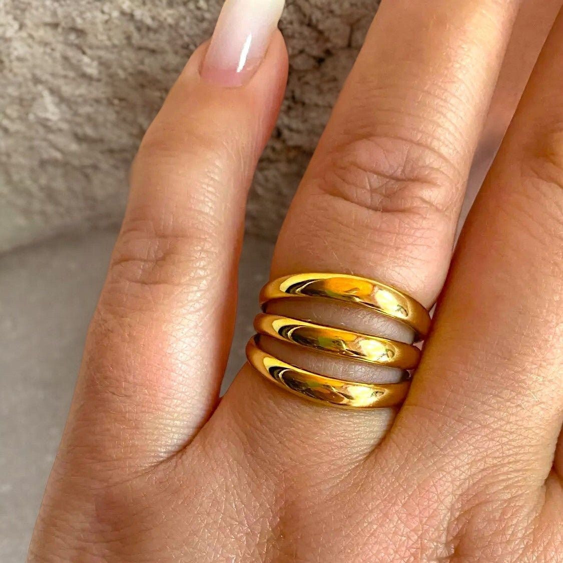 Triple Layered Chunky Ring (Stainless Steel)