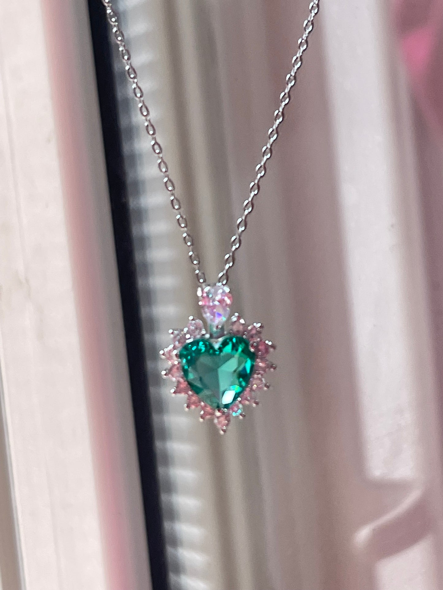 Crystal Heart Necklace- Stainless Steel