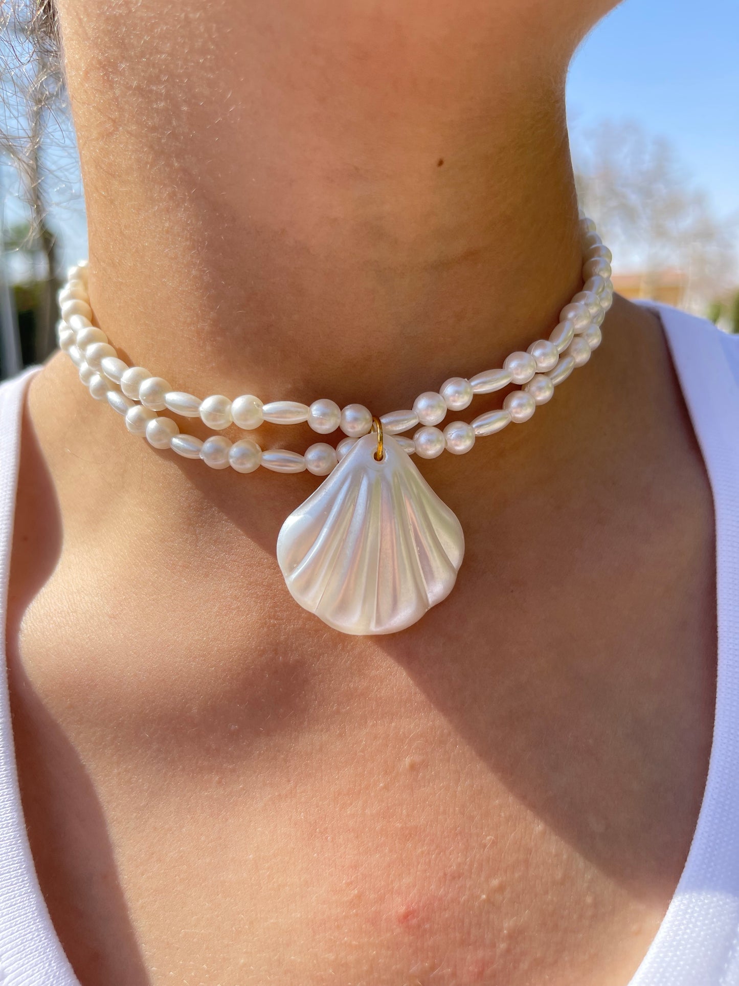 Pearly Seashell Statement Necklace