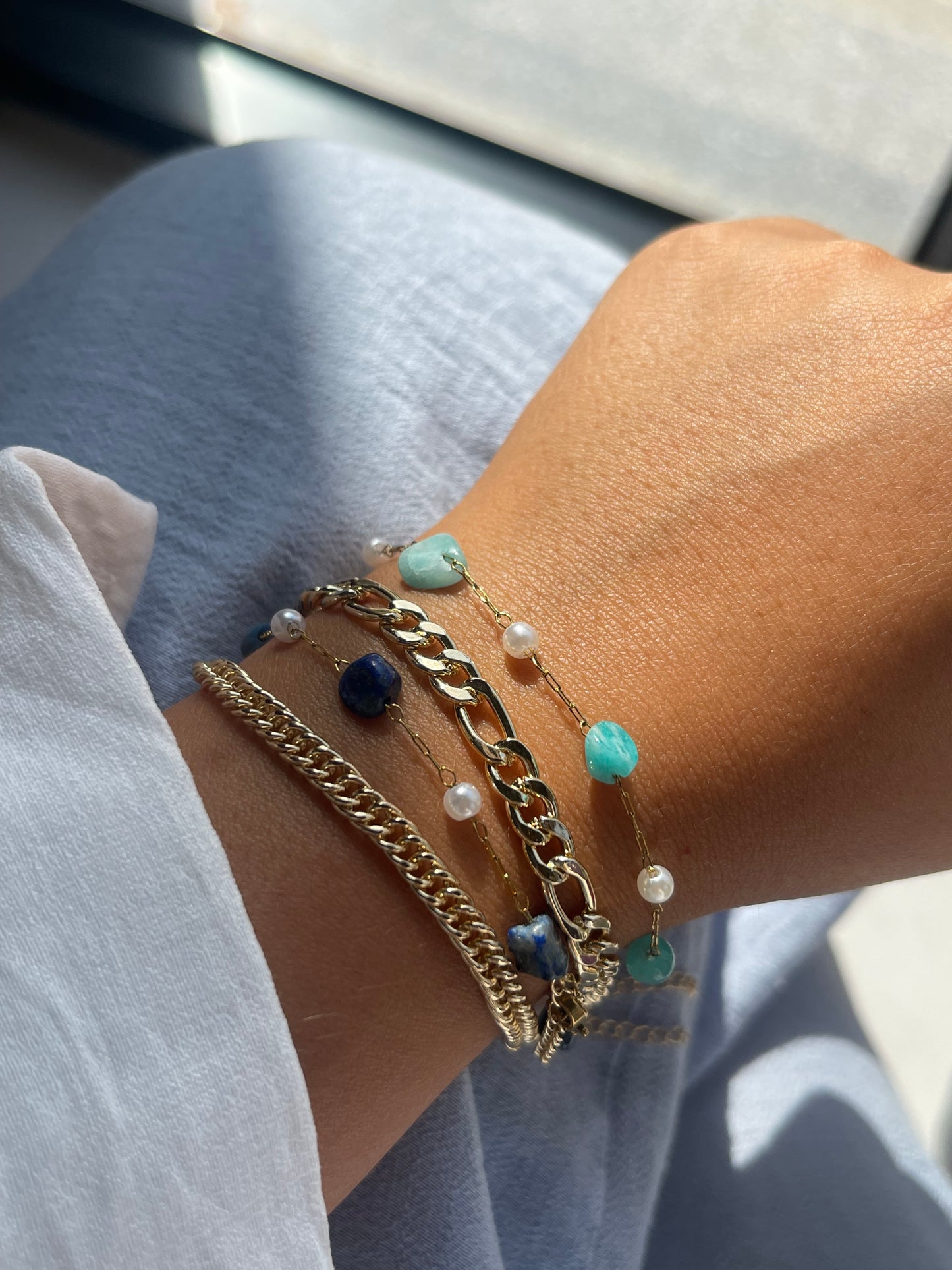 Blue Layered Iconic Bracelets (Sold Separately + Gold Plated