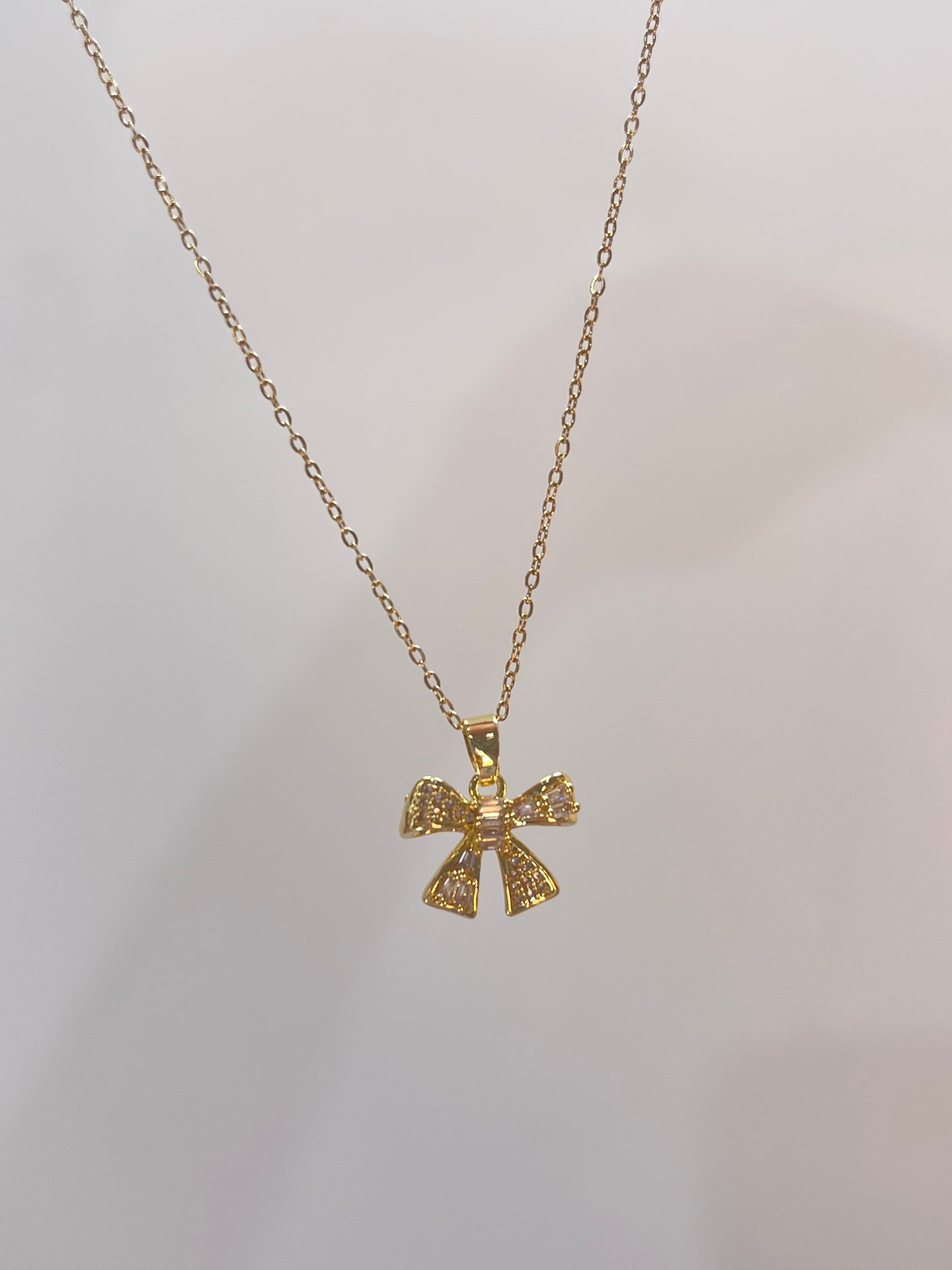 Crystal Bowtie Necklace (Stainless Steel)