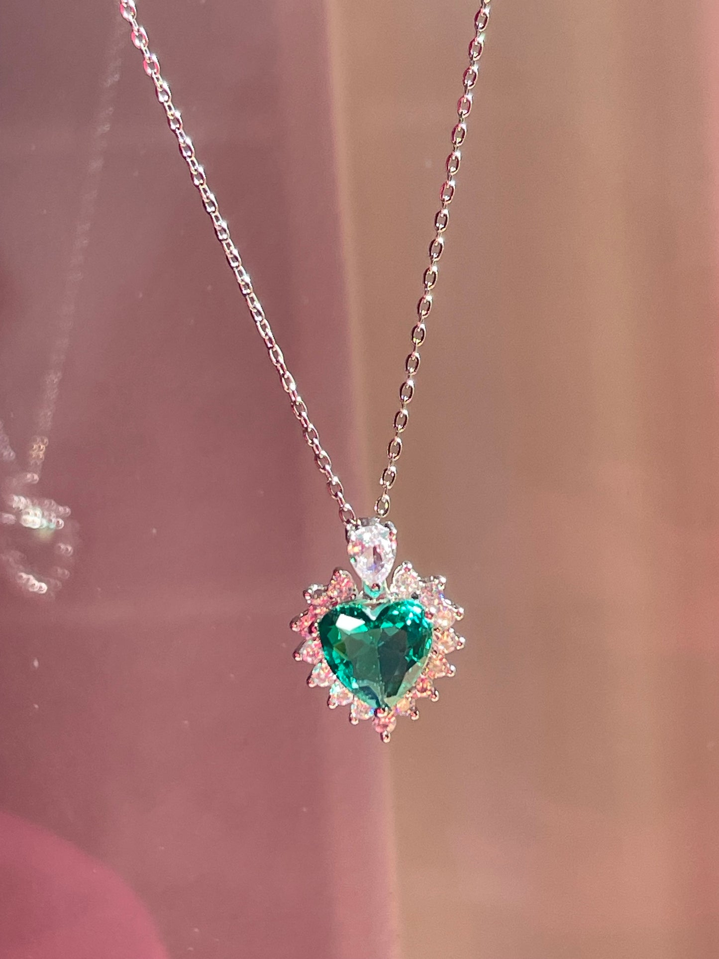 Crystal Heart Necklace- Stainless Steel