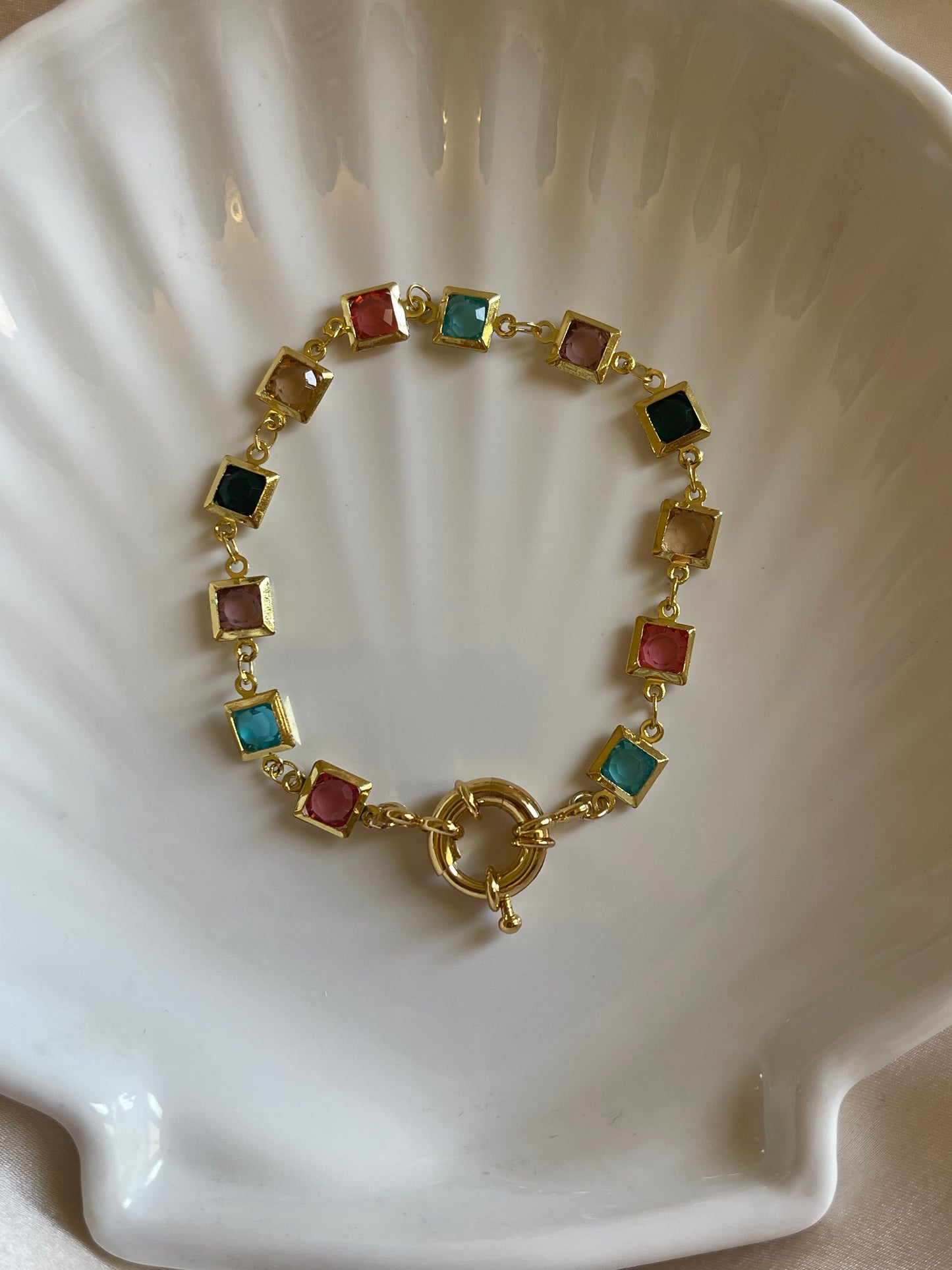 Rainbow Stones Bracelet (Gold Plated)