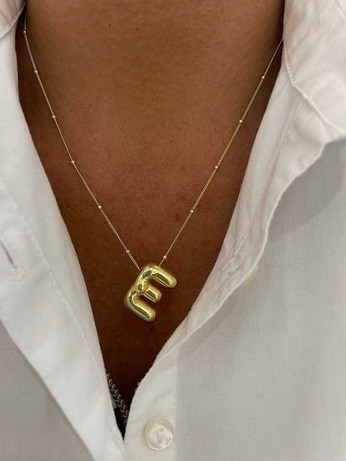 Bubble Initial Letter Necklace (Stainless Steel)