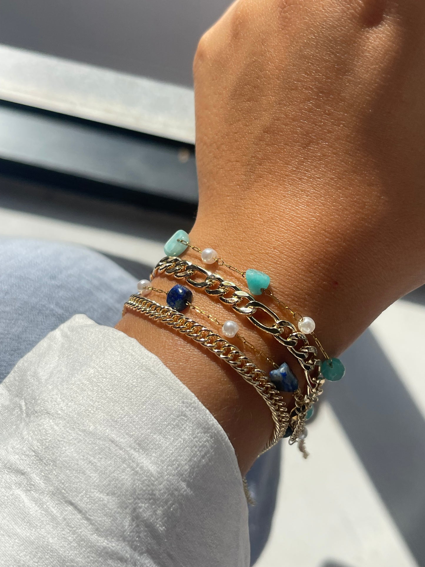 Blue Layered Iconic Bracelets (Sold Separately + Gold Plated