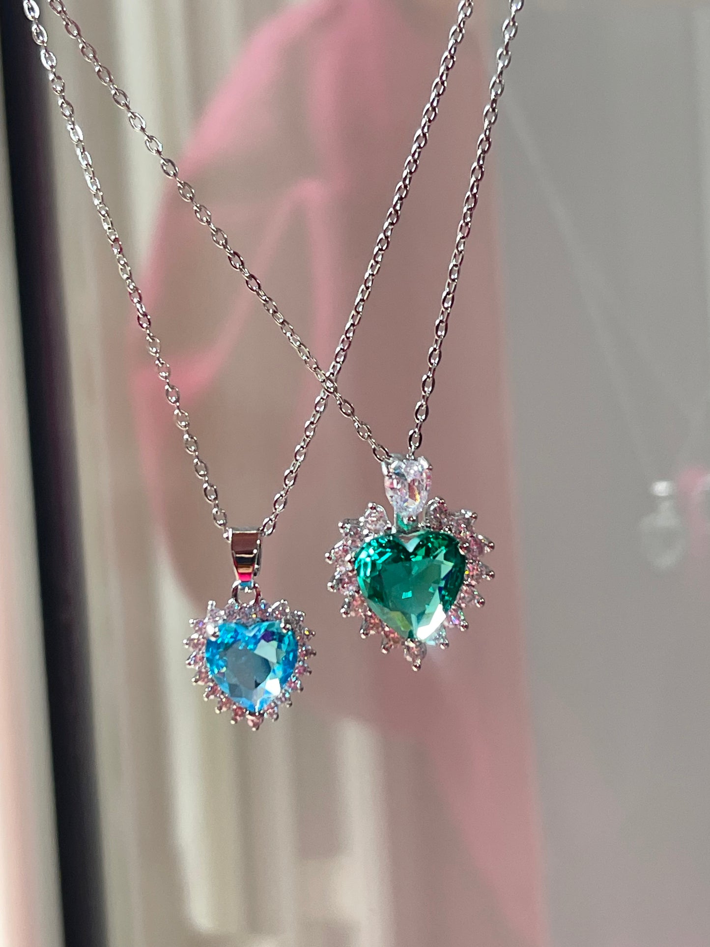 Crystal Heart Necklace- Stainless Steel
