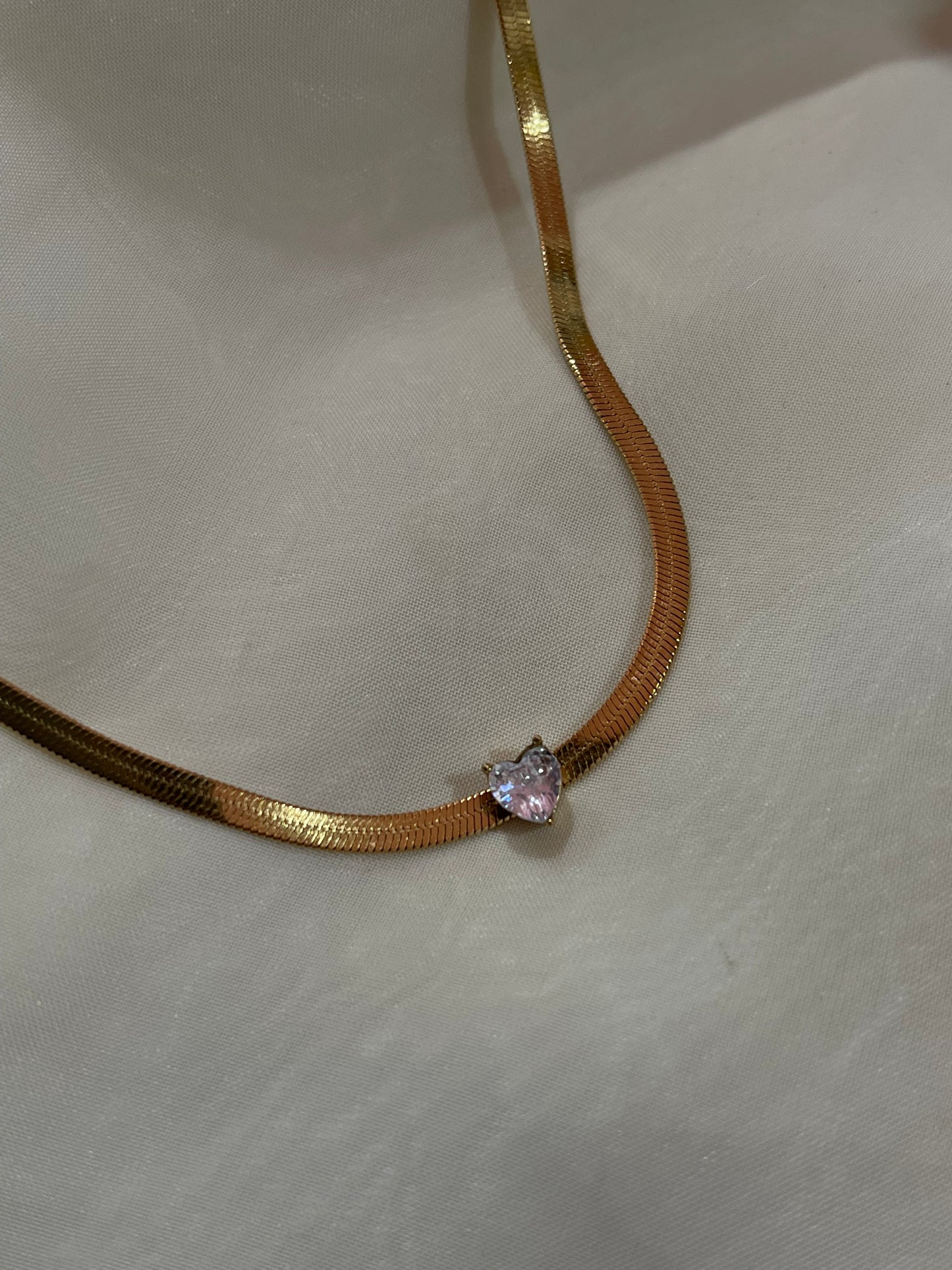 Dainty-Heart Snake Necklace- Stainless Steel