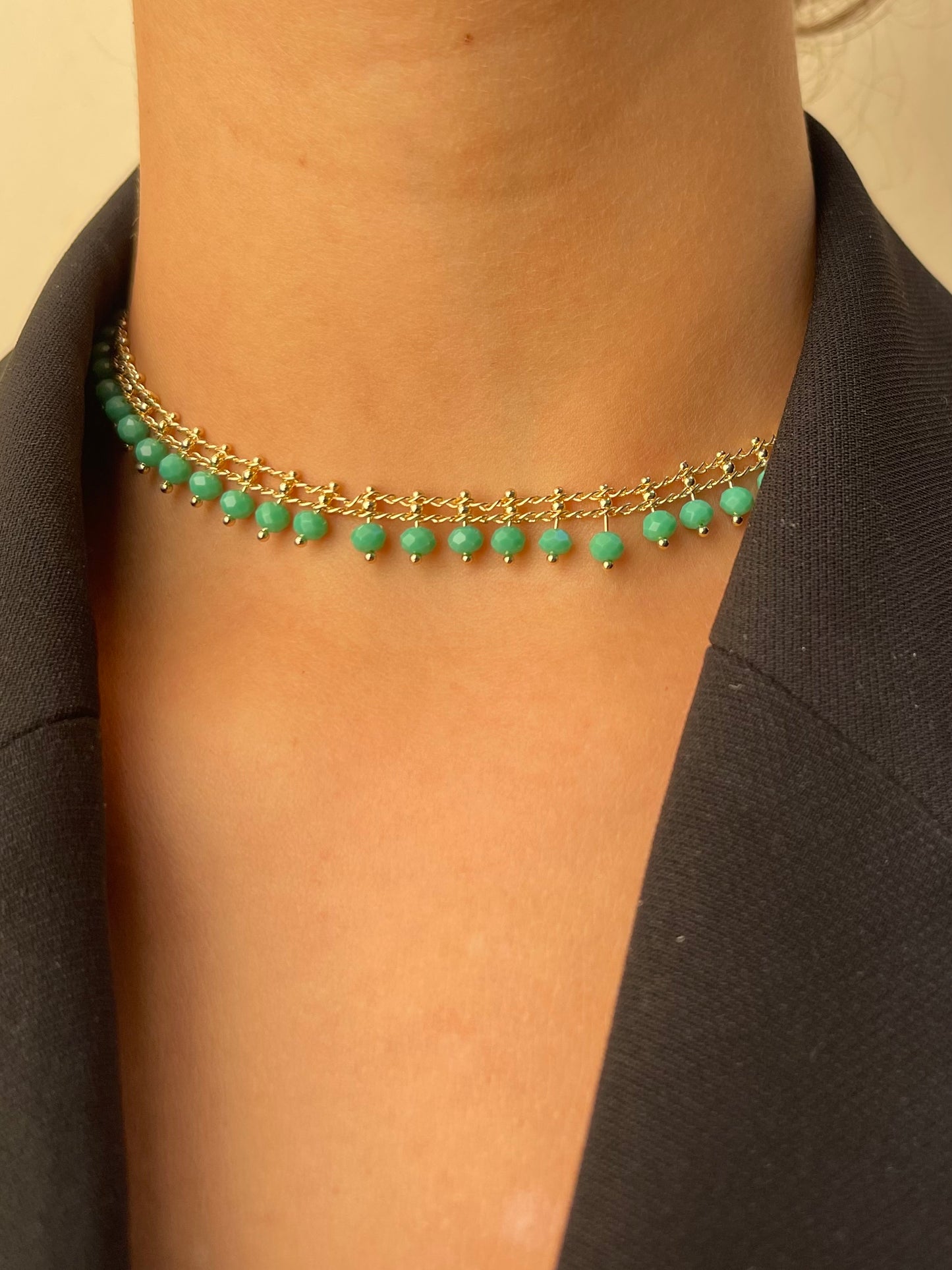 Emerald Gold Plated Choker