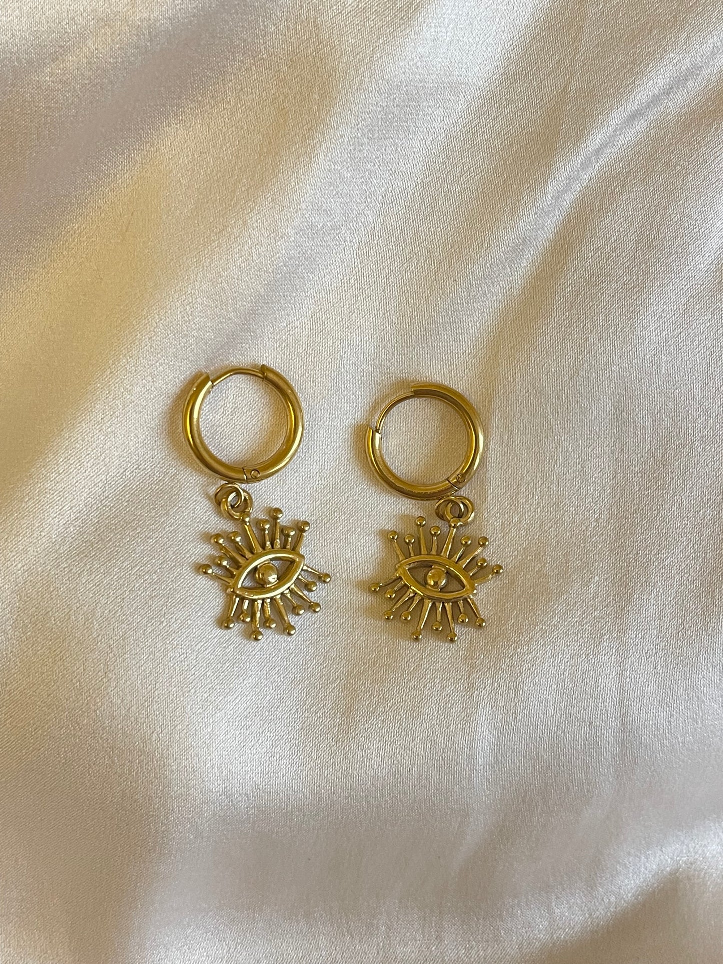 Evil Eye Hoop Earrings (Stainless Steel)