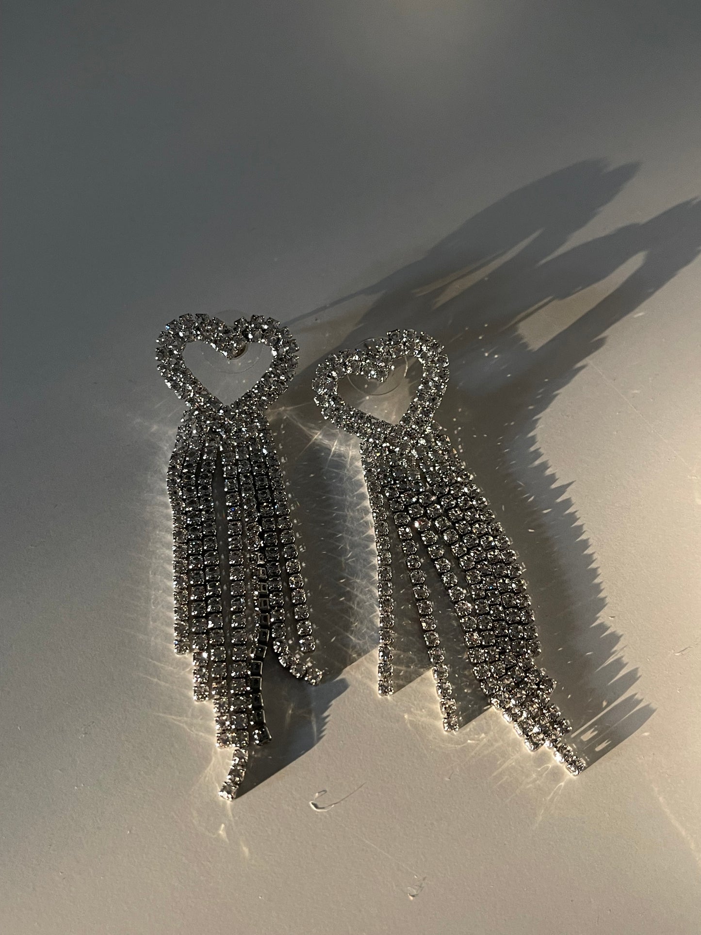 Crystal Heart Dangle Earrings