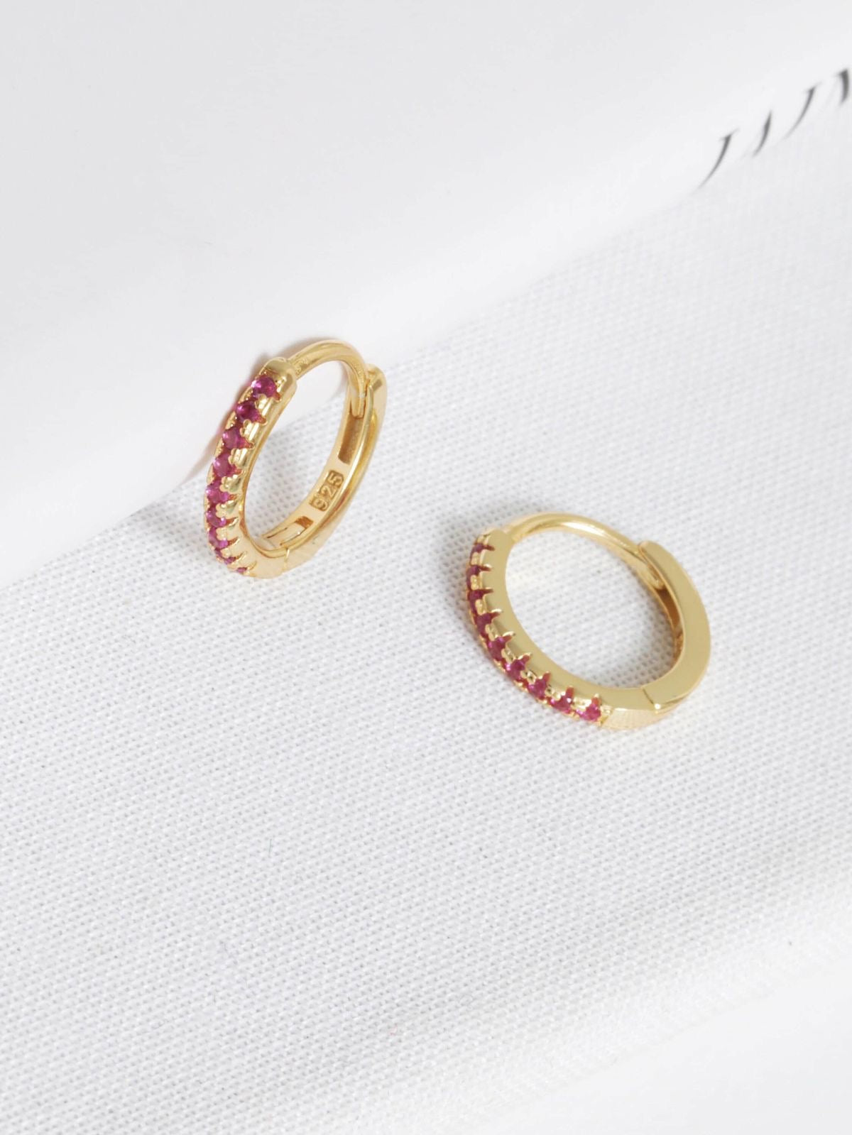 Mini Crystal Hoop Earrings (Gold Plated)