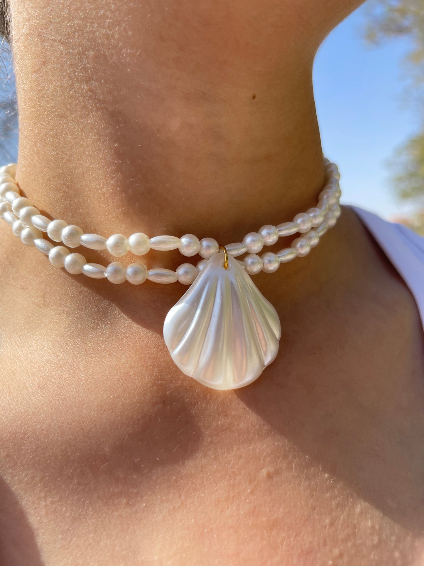 Pearly Seashell Statement Necklace