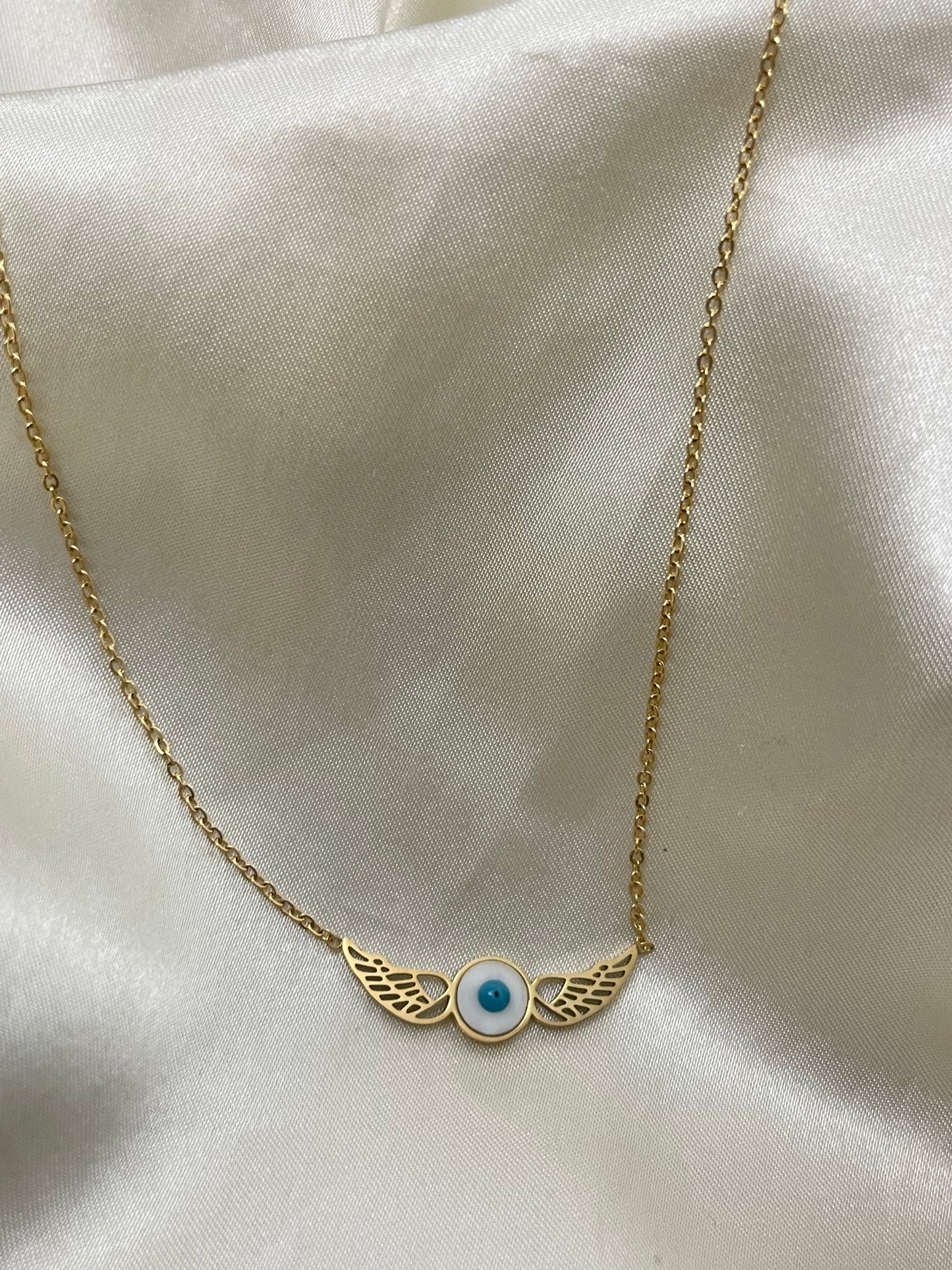 Evil Eye Wings Necklace (Stainless Steel)