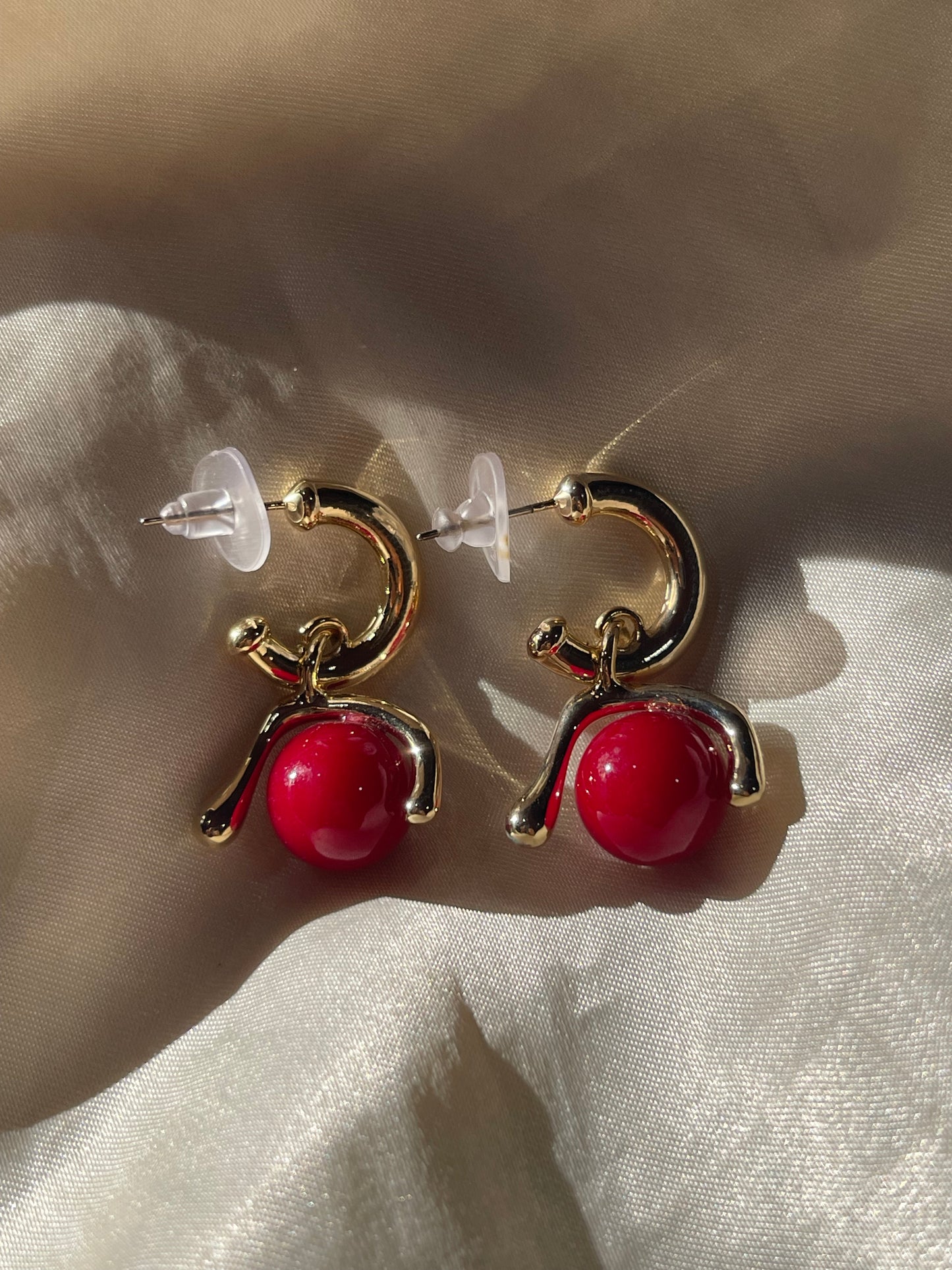 Cherry Hoops Statement Earrings