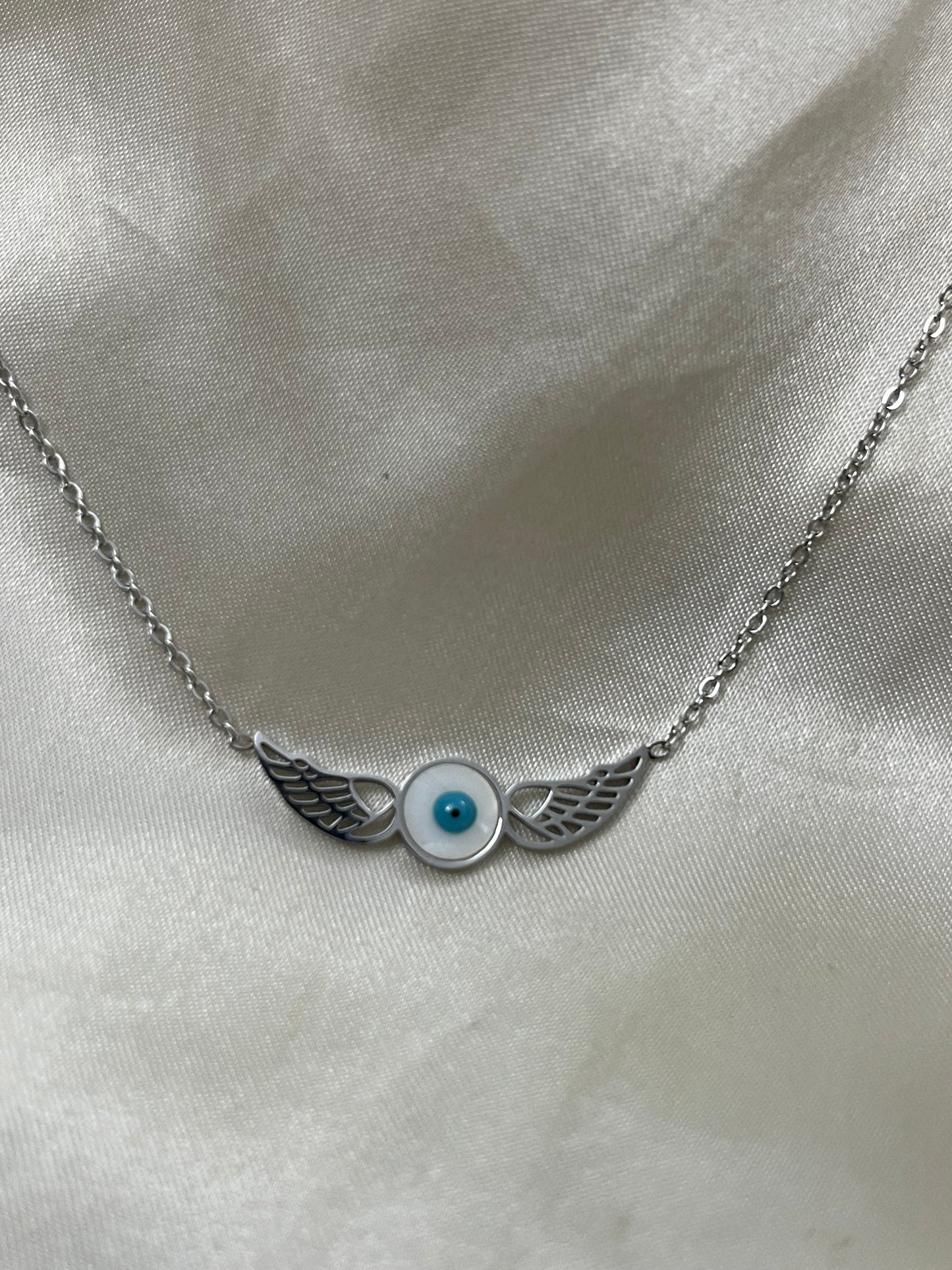 Evil Eye Wings Necklace (Stainless Steel)