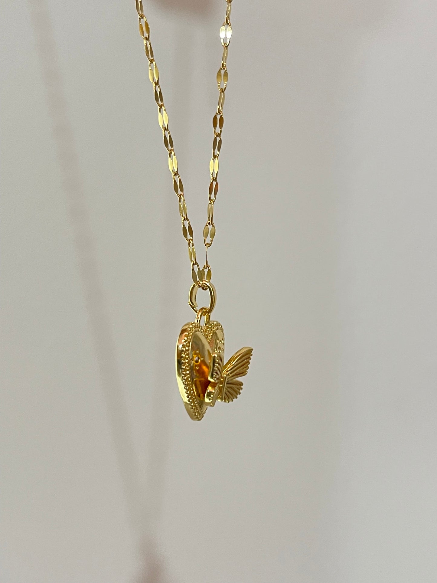 Butterfly Heart Charm (Gold Plated)