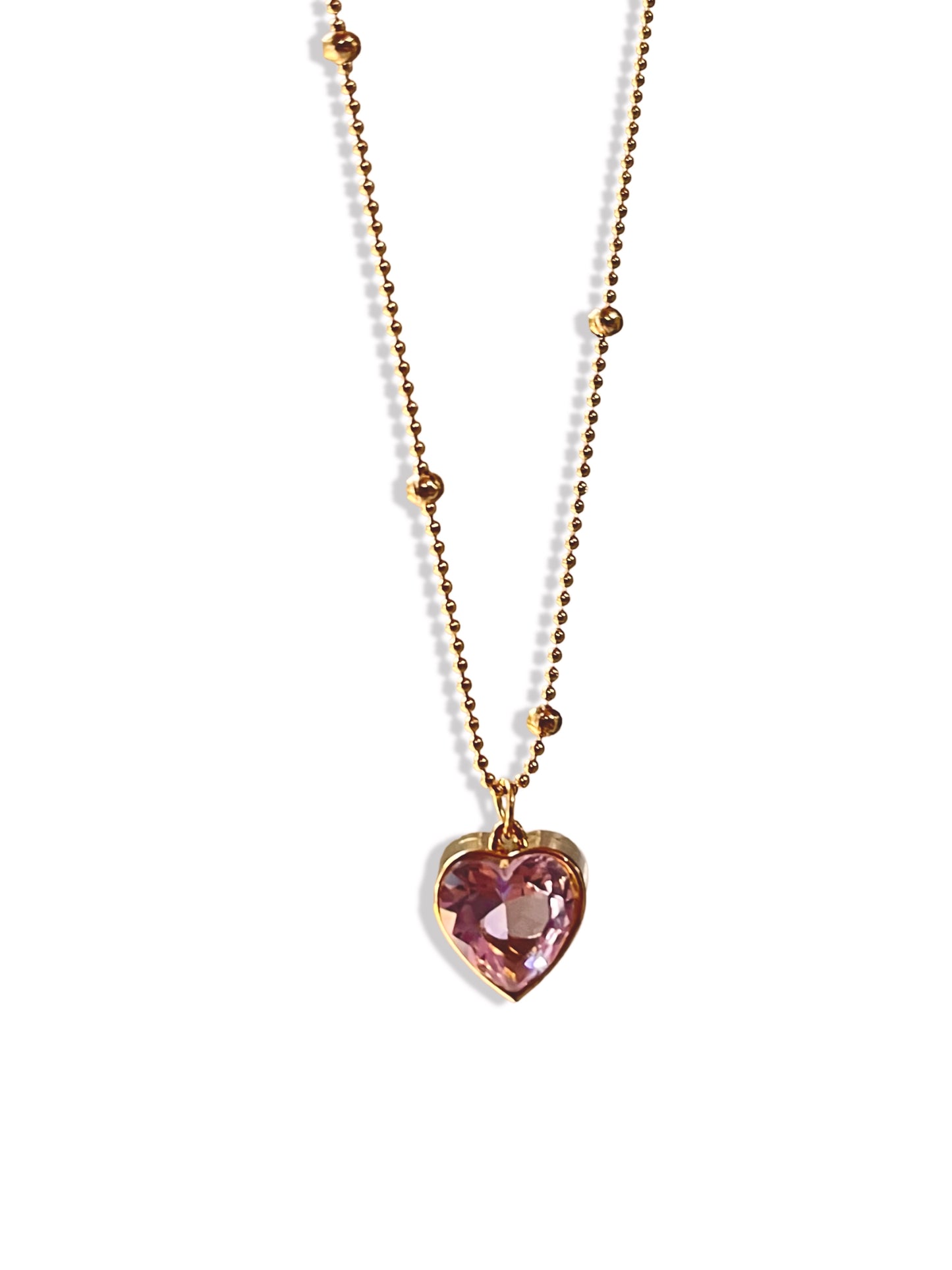 Pink Heart Necklace- Stainless Steel