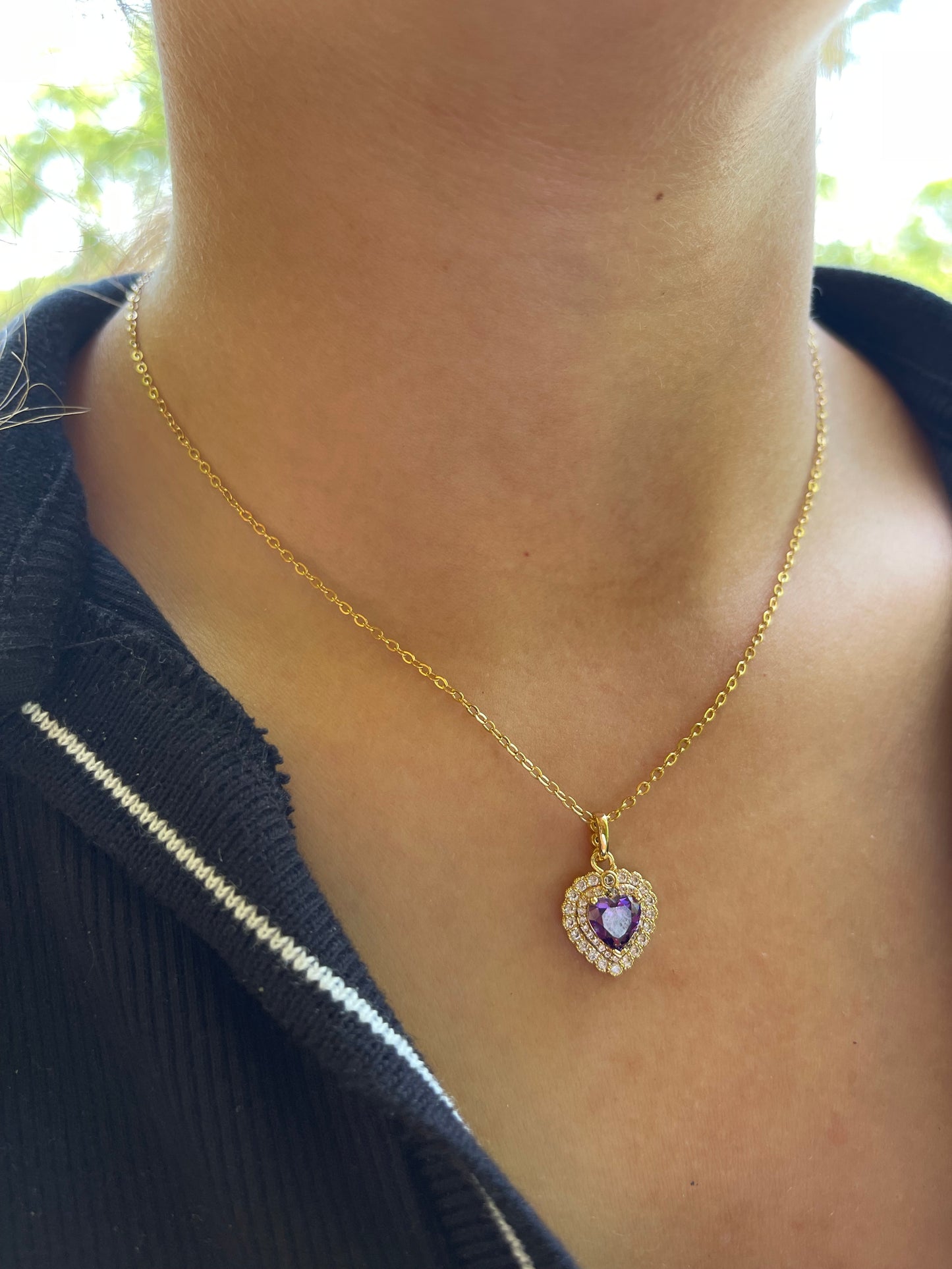 Purple Hearts Necklace (Stainless Steel)
