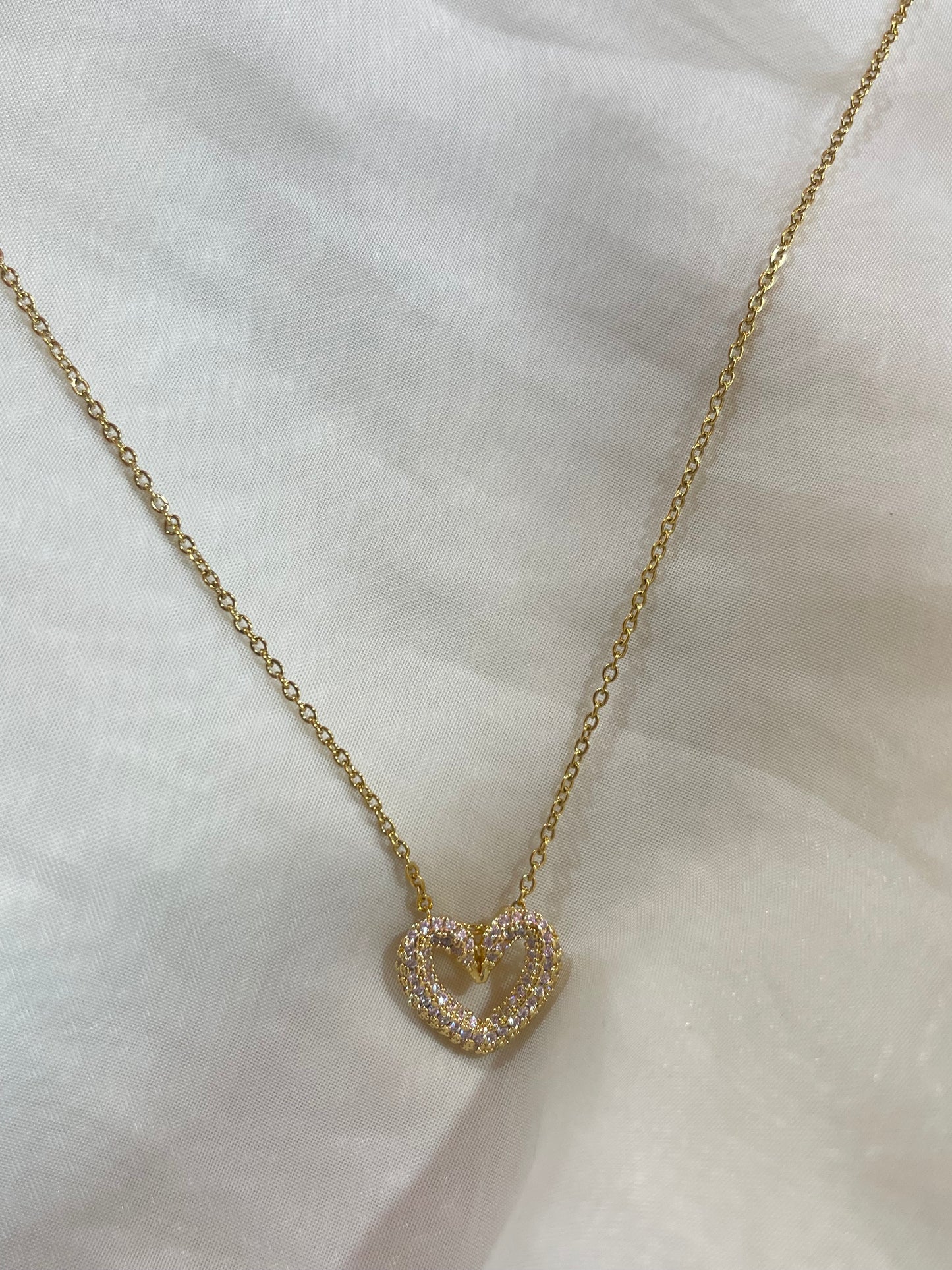 Crystal Heart Necklace (Stainless Steel)