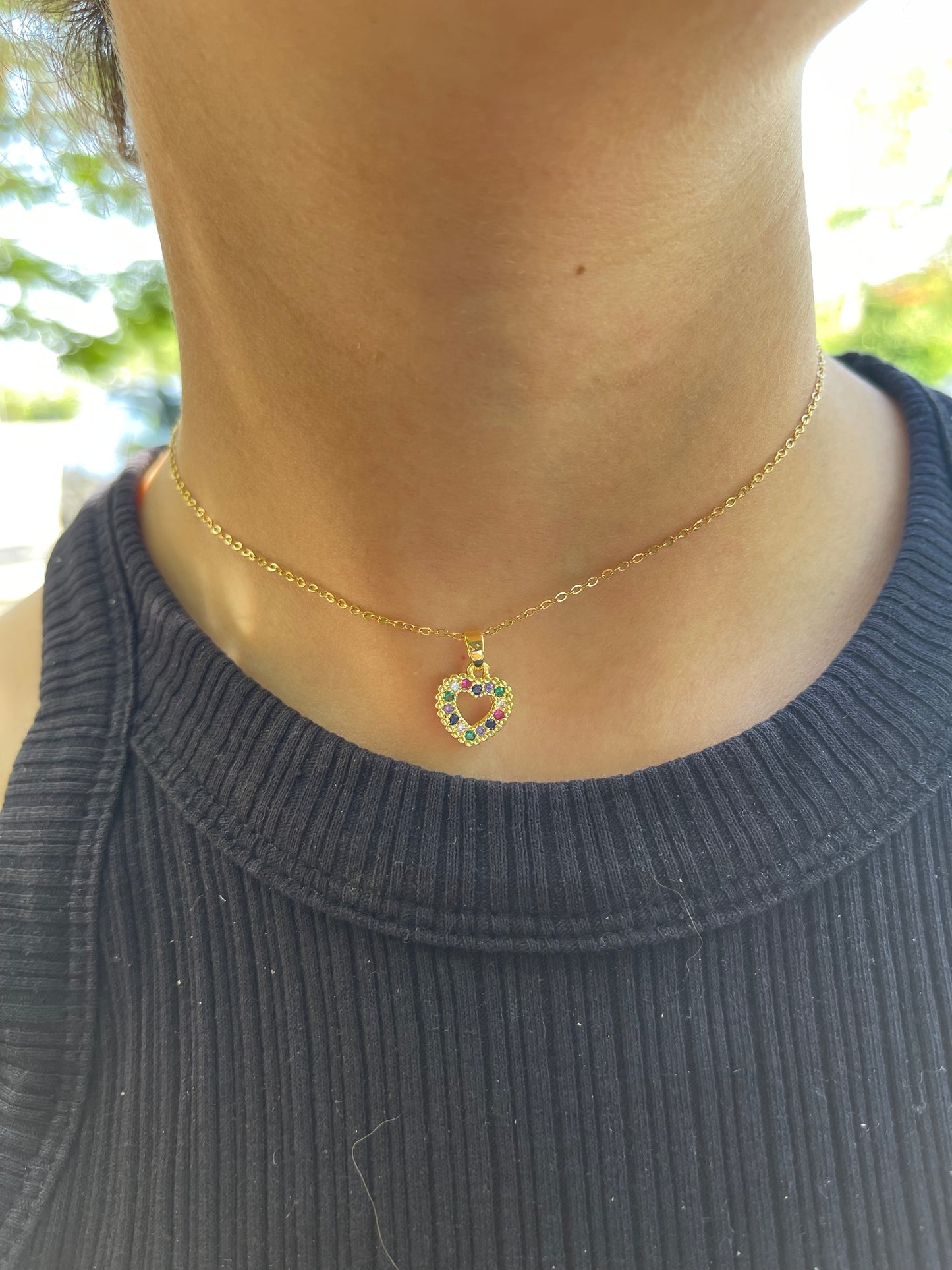 Colorful Mini Heart Necklace (Stainless Steel)