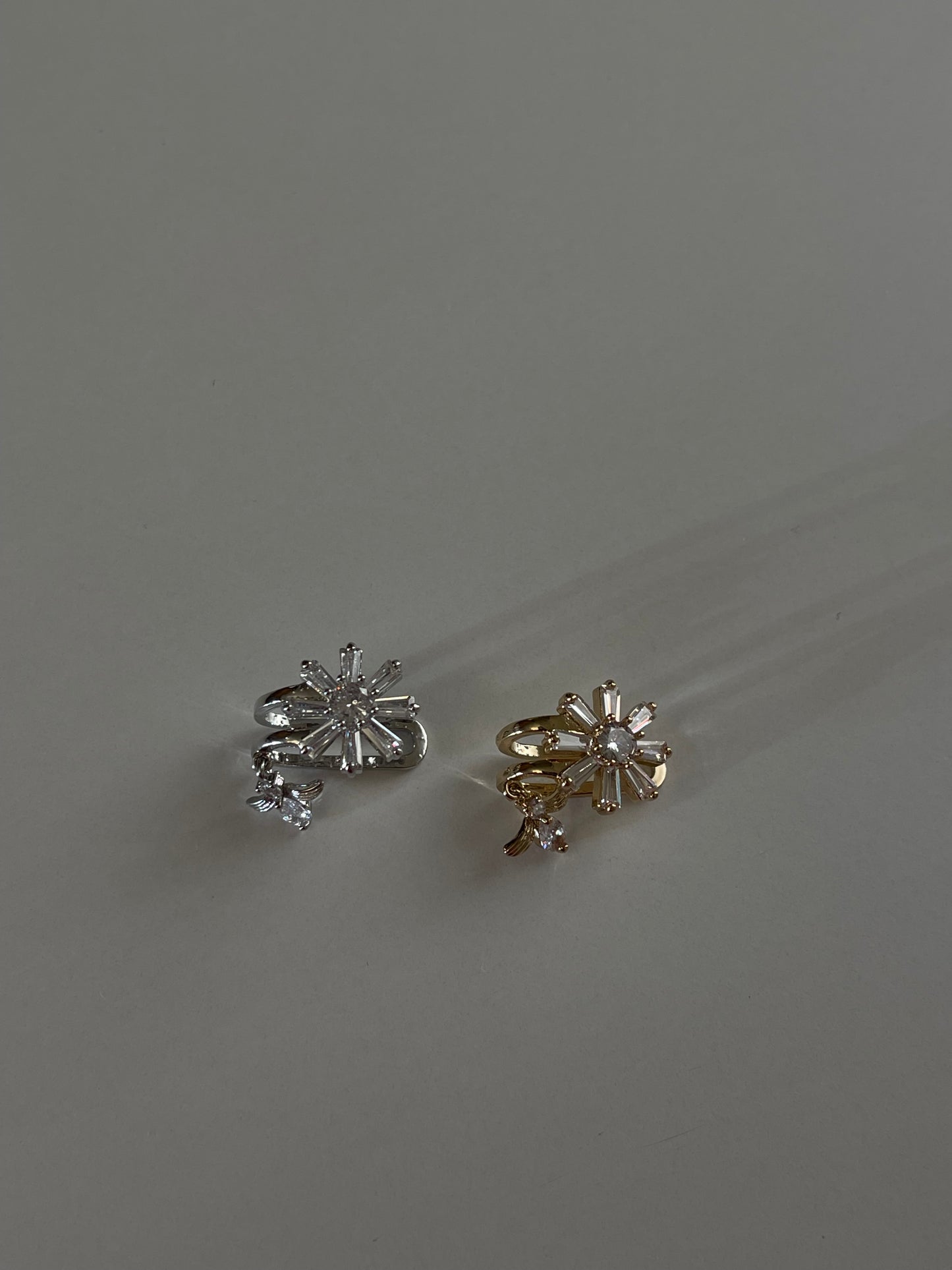 Crystal Flower Cuff Earrings