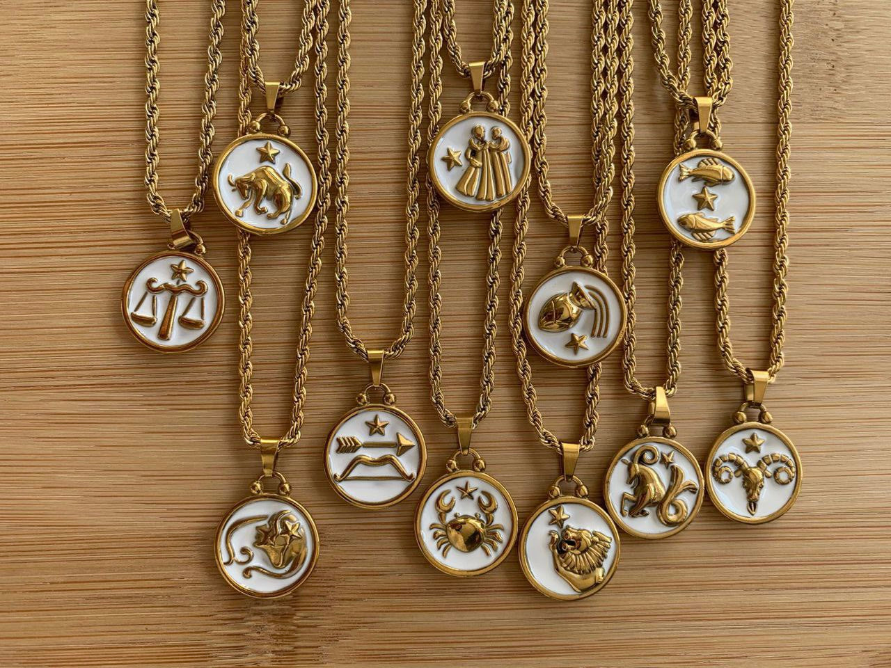 Stainless Steel Zodiac Necklace- Star Sign