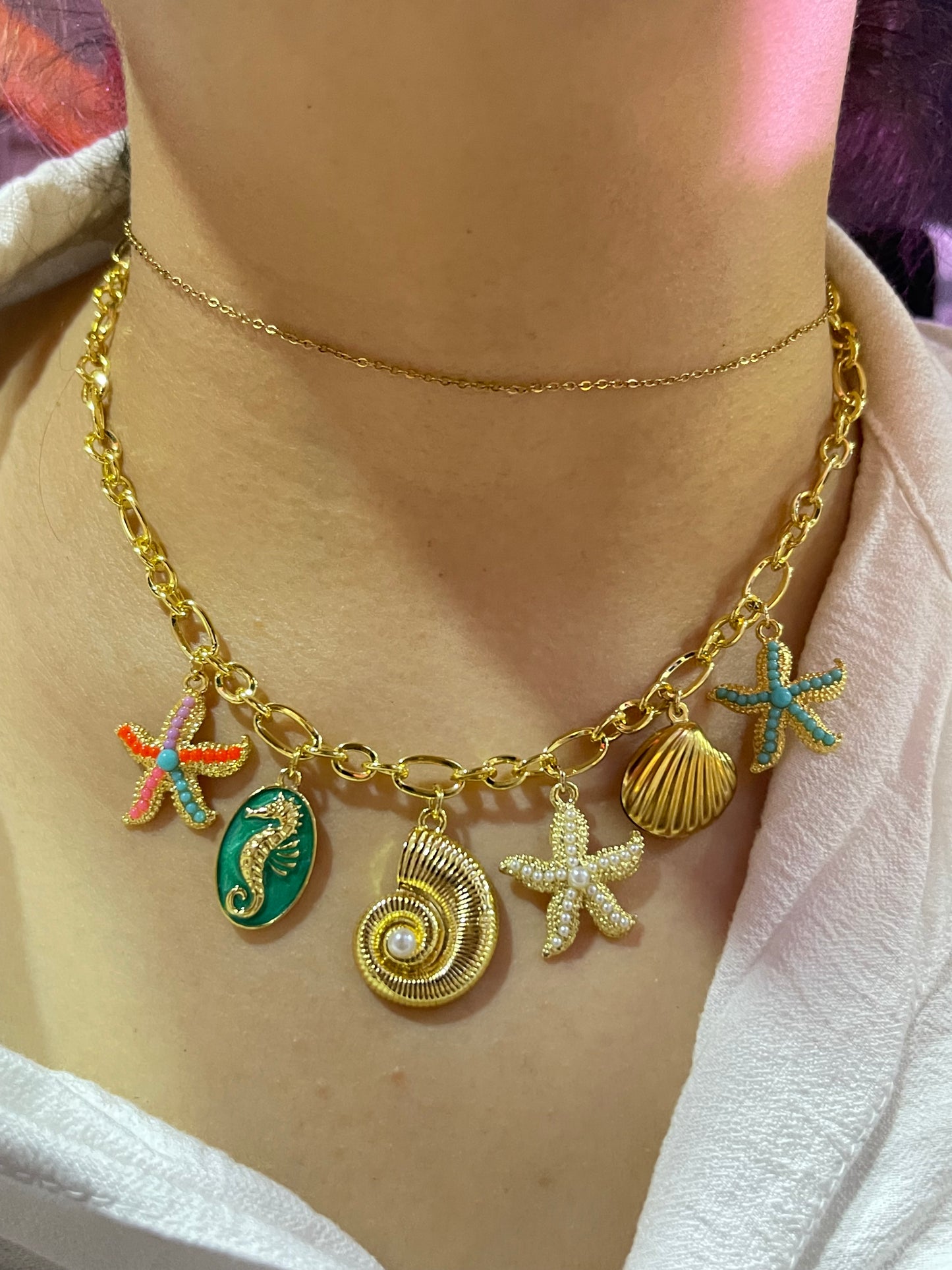 Seashell Pearl Charm- Gold Plated
