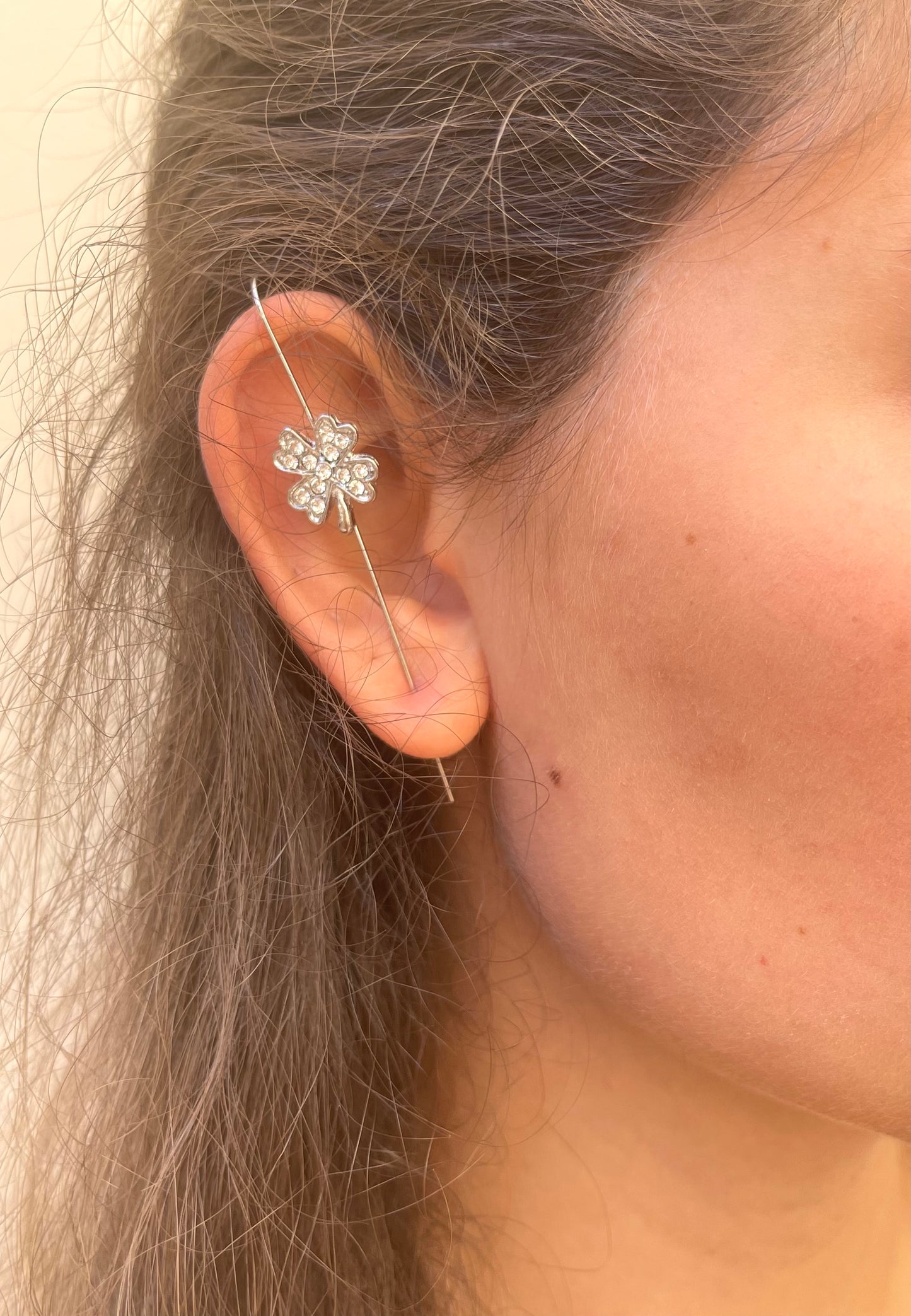 Crystal Flower Ear Pin