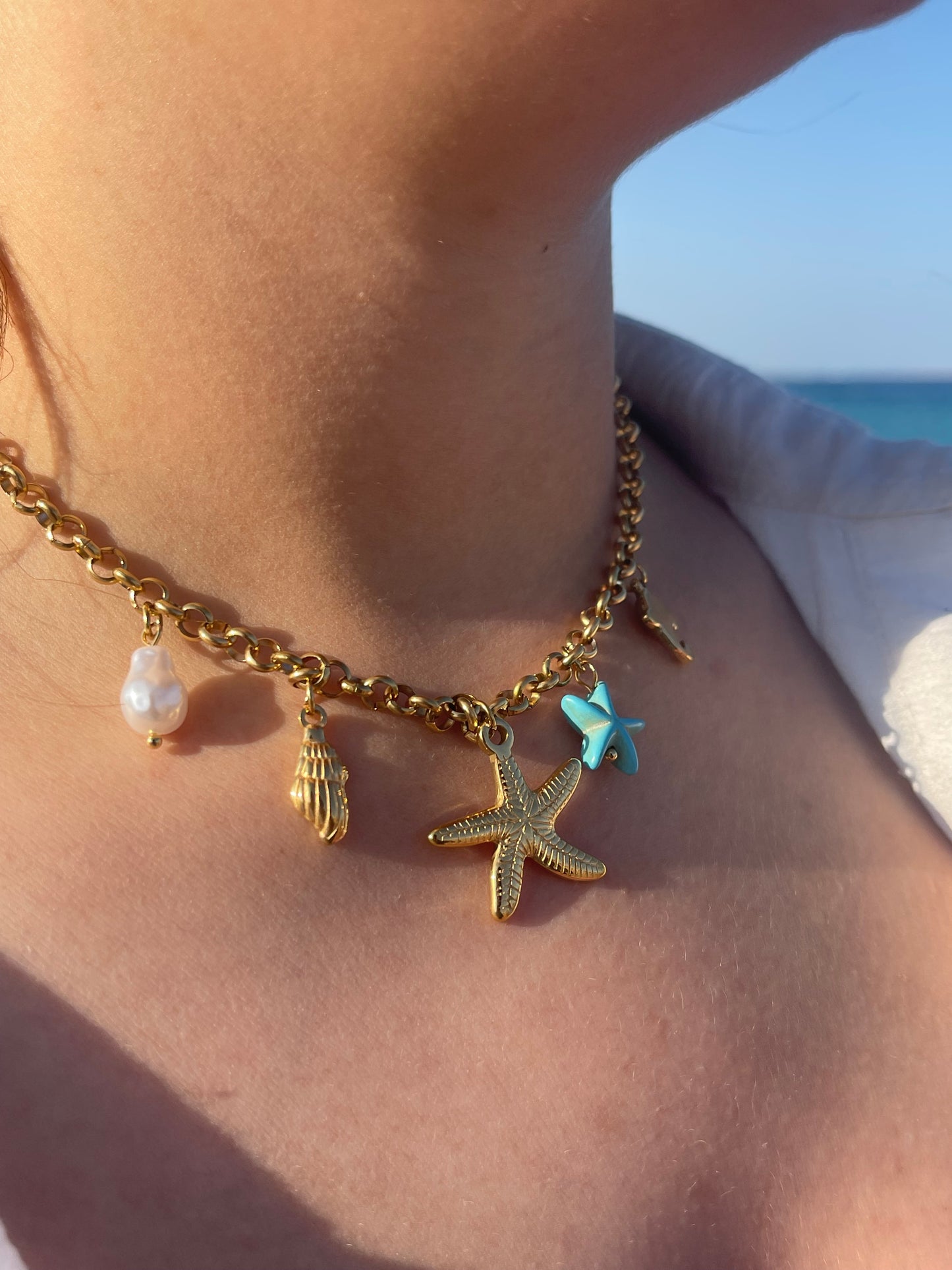 Starfish Charm Necklace- Stainless Steel