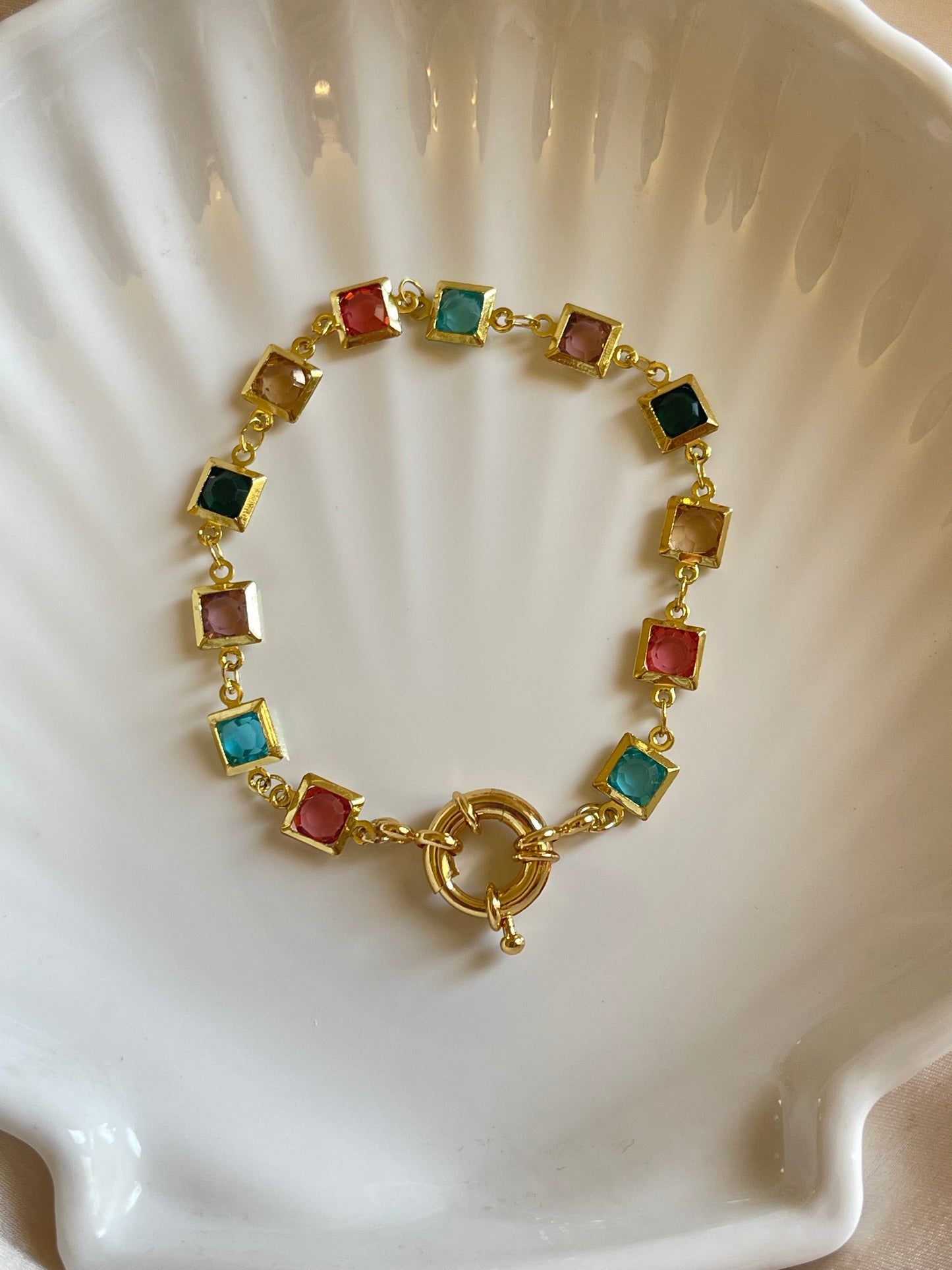 Rainbow Stones Bracelet (Gold Plated)