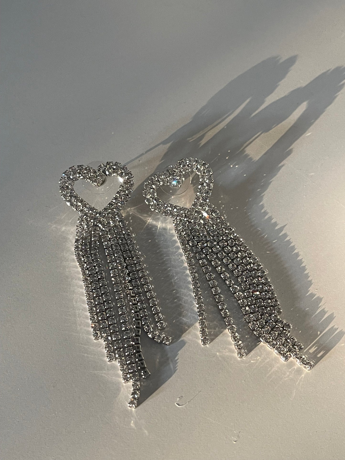 Crystal Heart Dangle Earrings