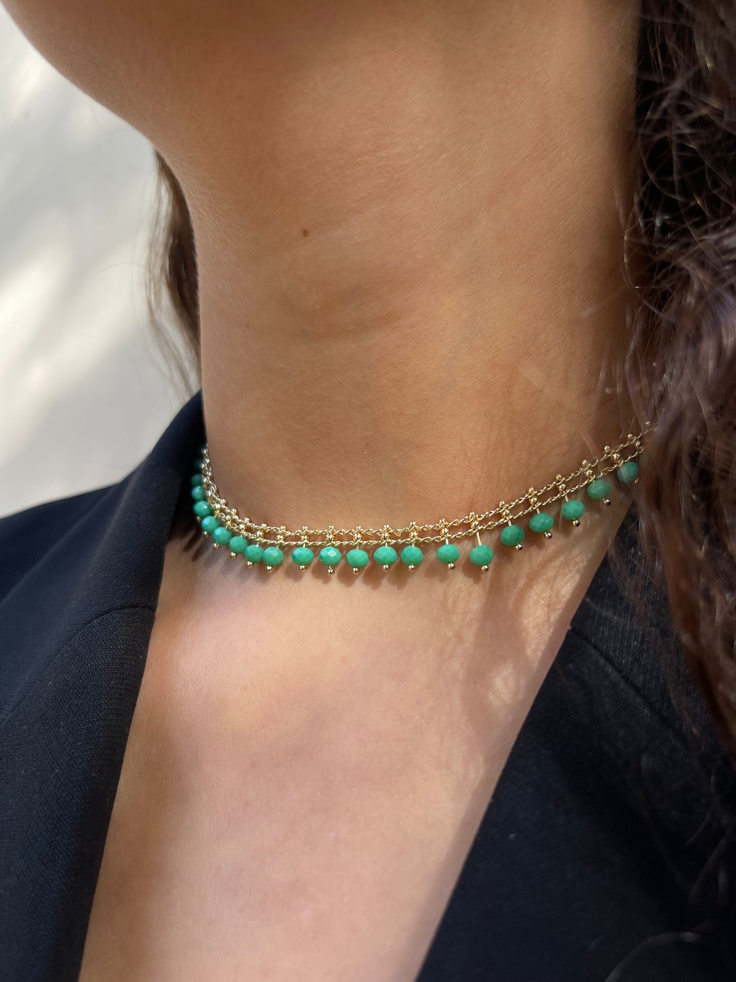 Emerald Gold Plated Choker