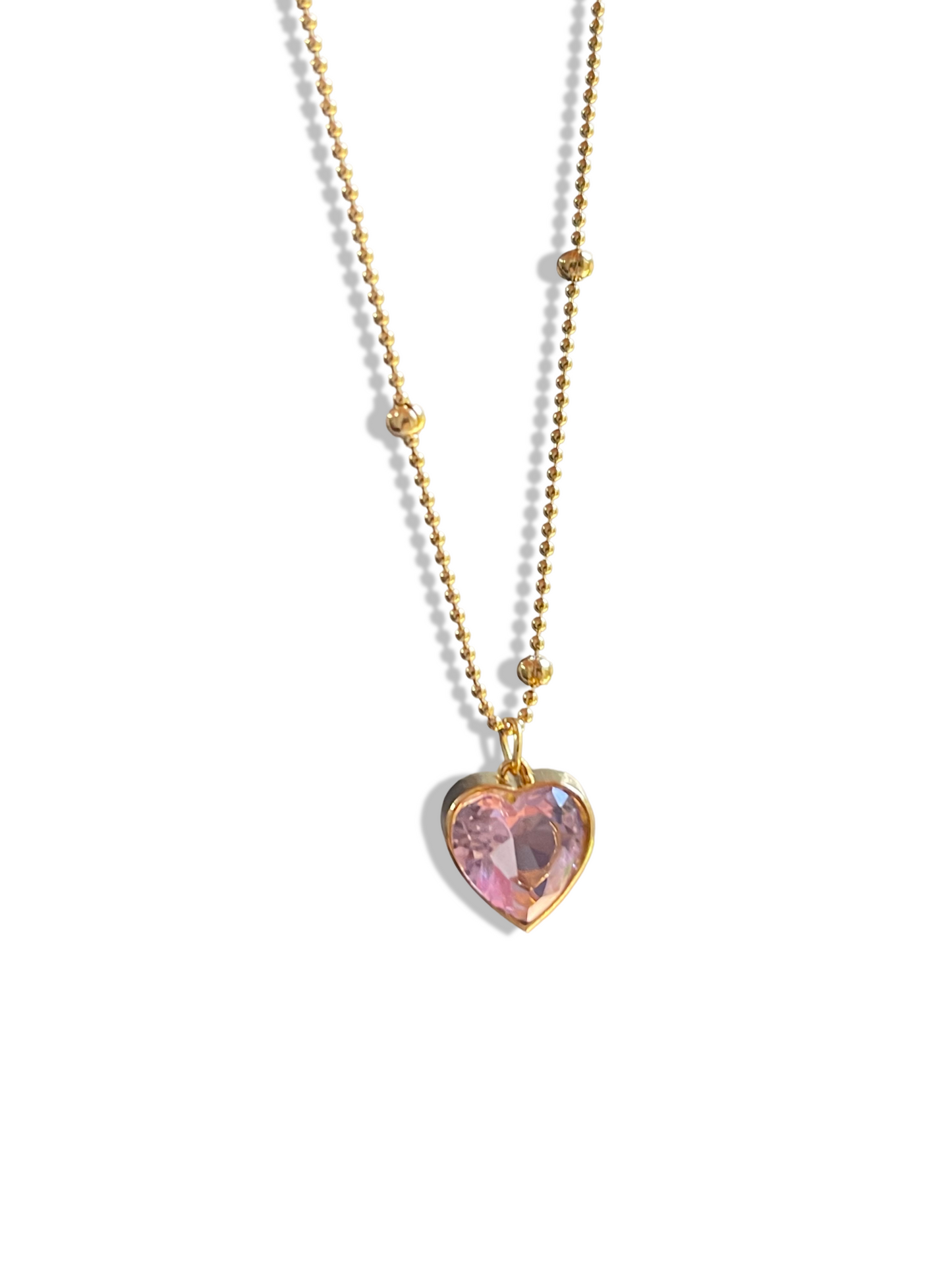 Pink Heart Necklace- Stainless Steel
