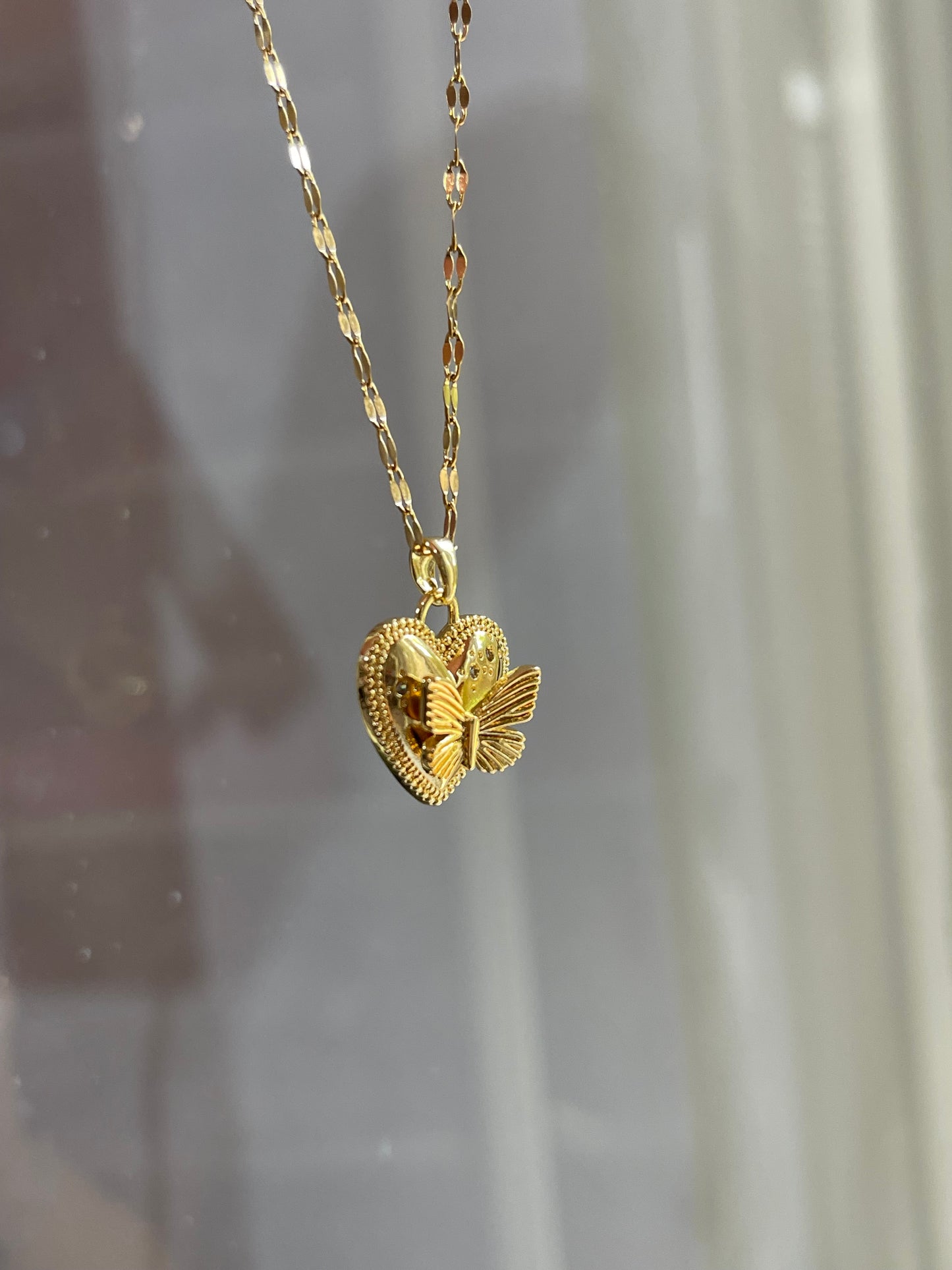Butterfly Heart Charm (Gold Plated)