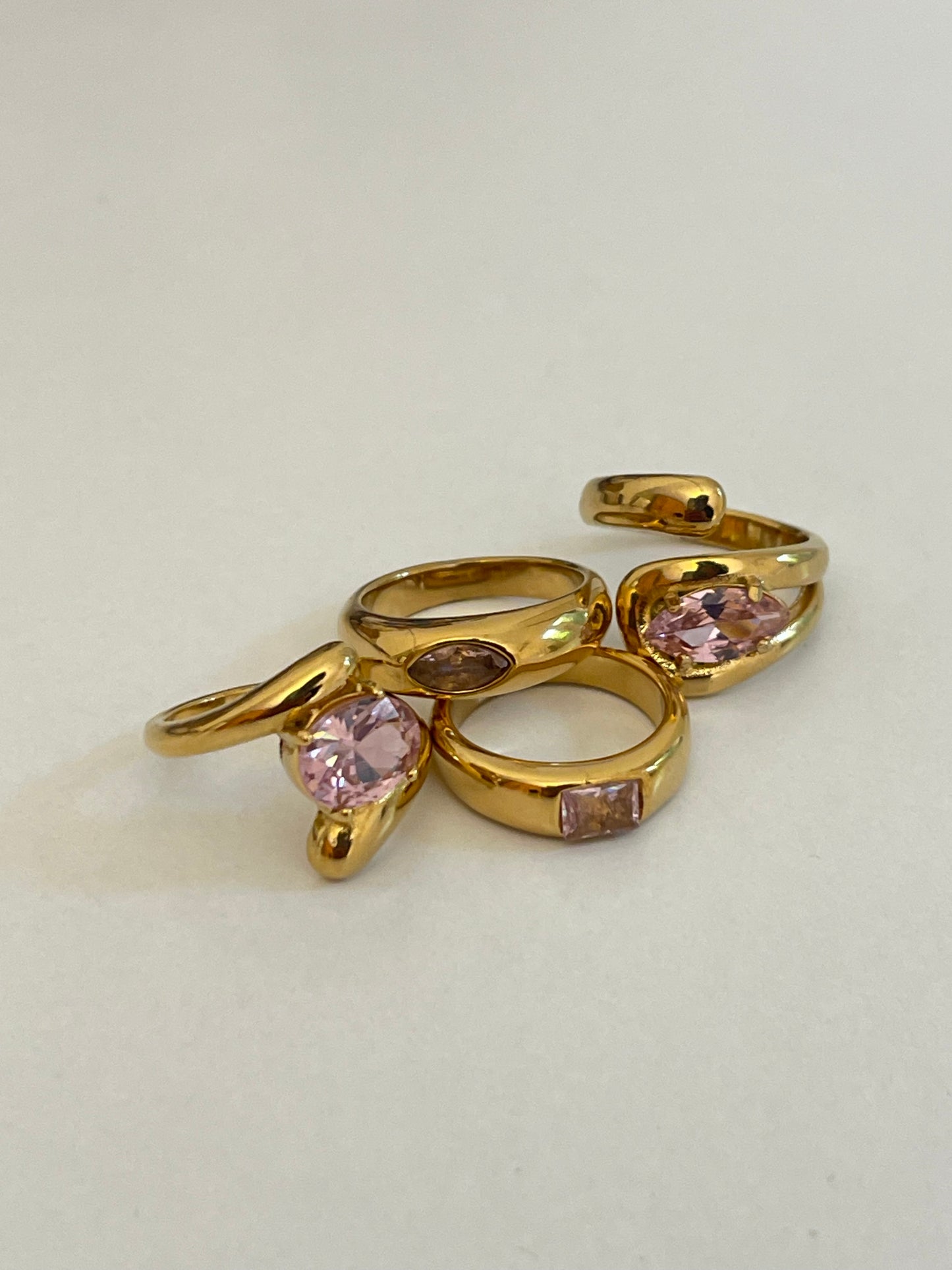 Pink Chunky Rings- Stainless Steel