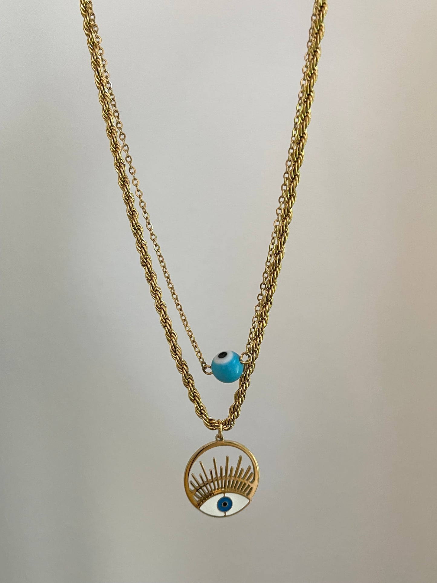 Evil Eye Layered Necklace (Stainless Steel)