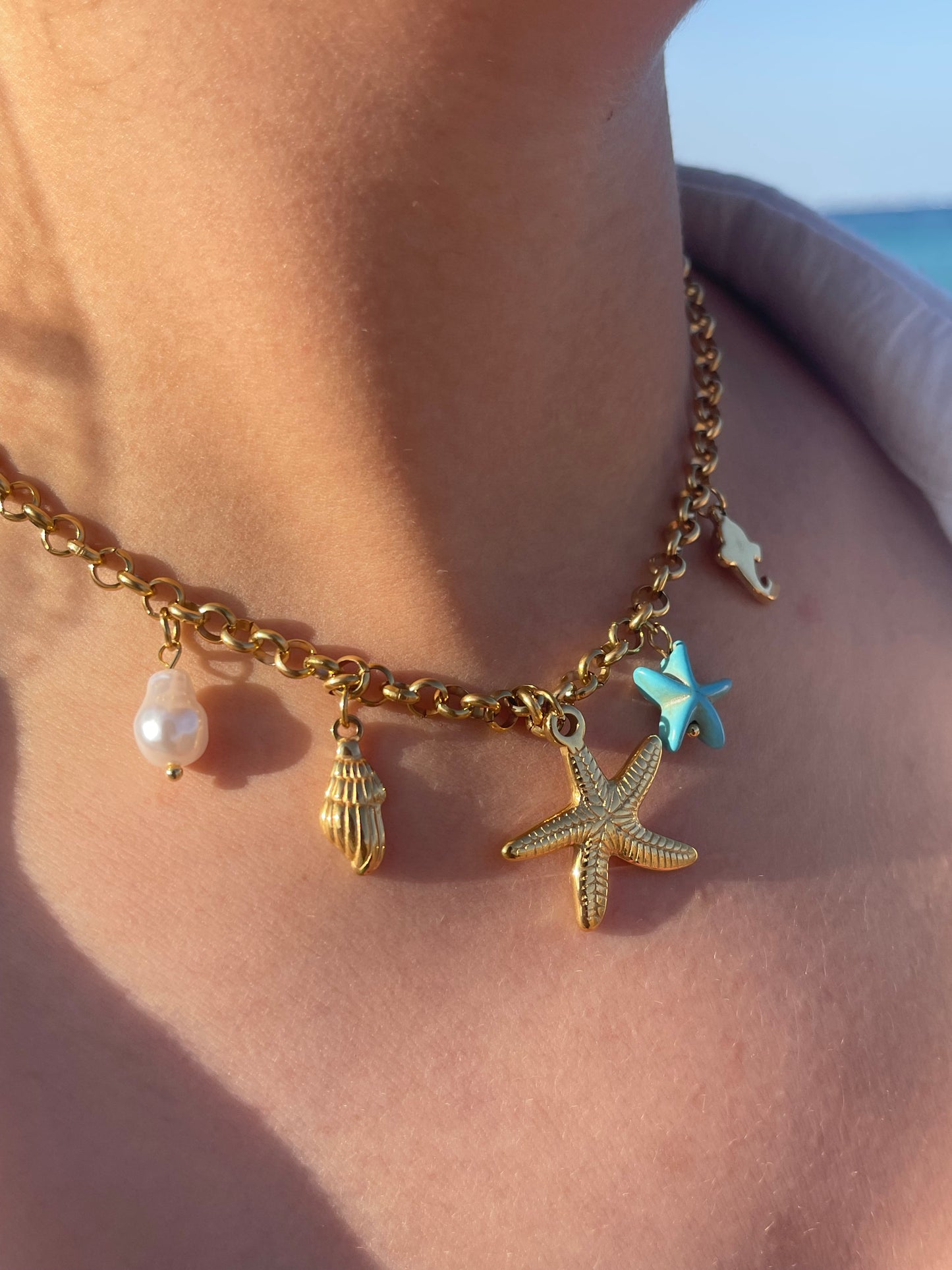 Starfish Charm Necklace- Stainless Steel