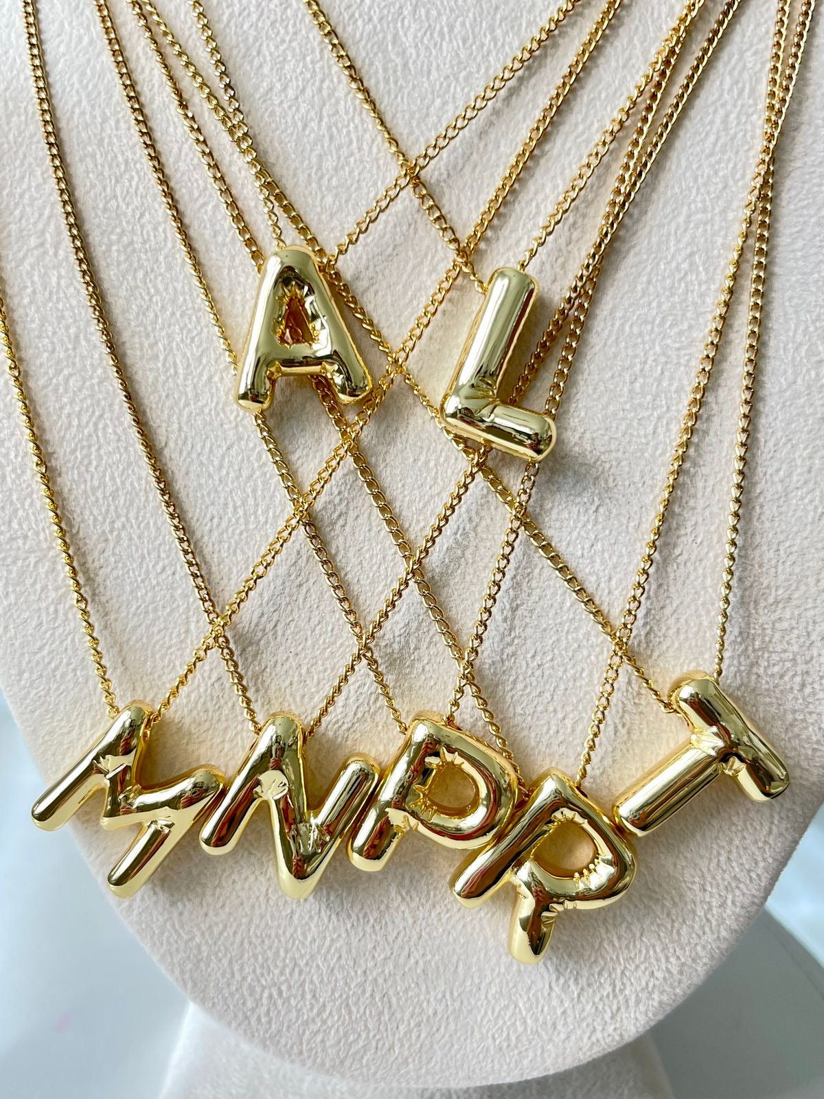 Bubble Initial Letter Necklace (Stainless Steel)