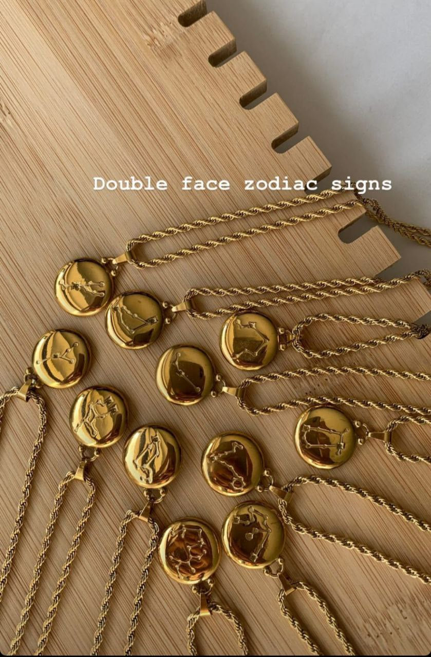 Stainless Steel Zodiac Necklace- Star Sign