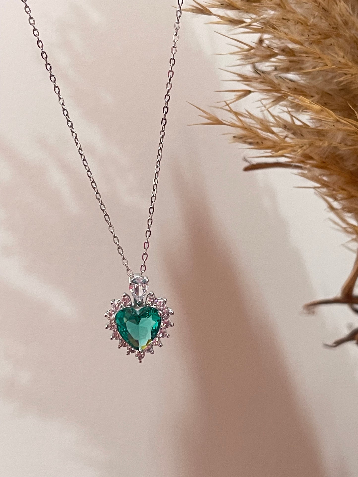 Crystal Heart Necklace- Stainless Steel