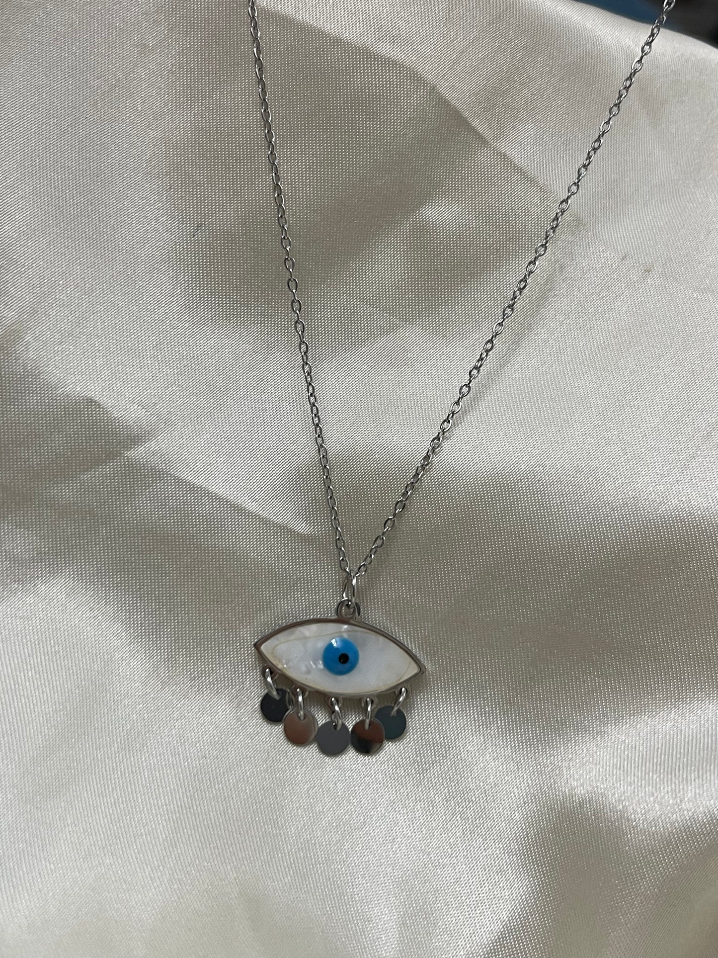 Evil Eye Dangle Necklace -Stainless Steel