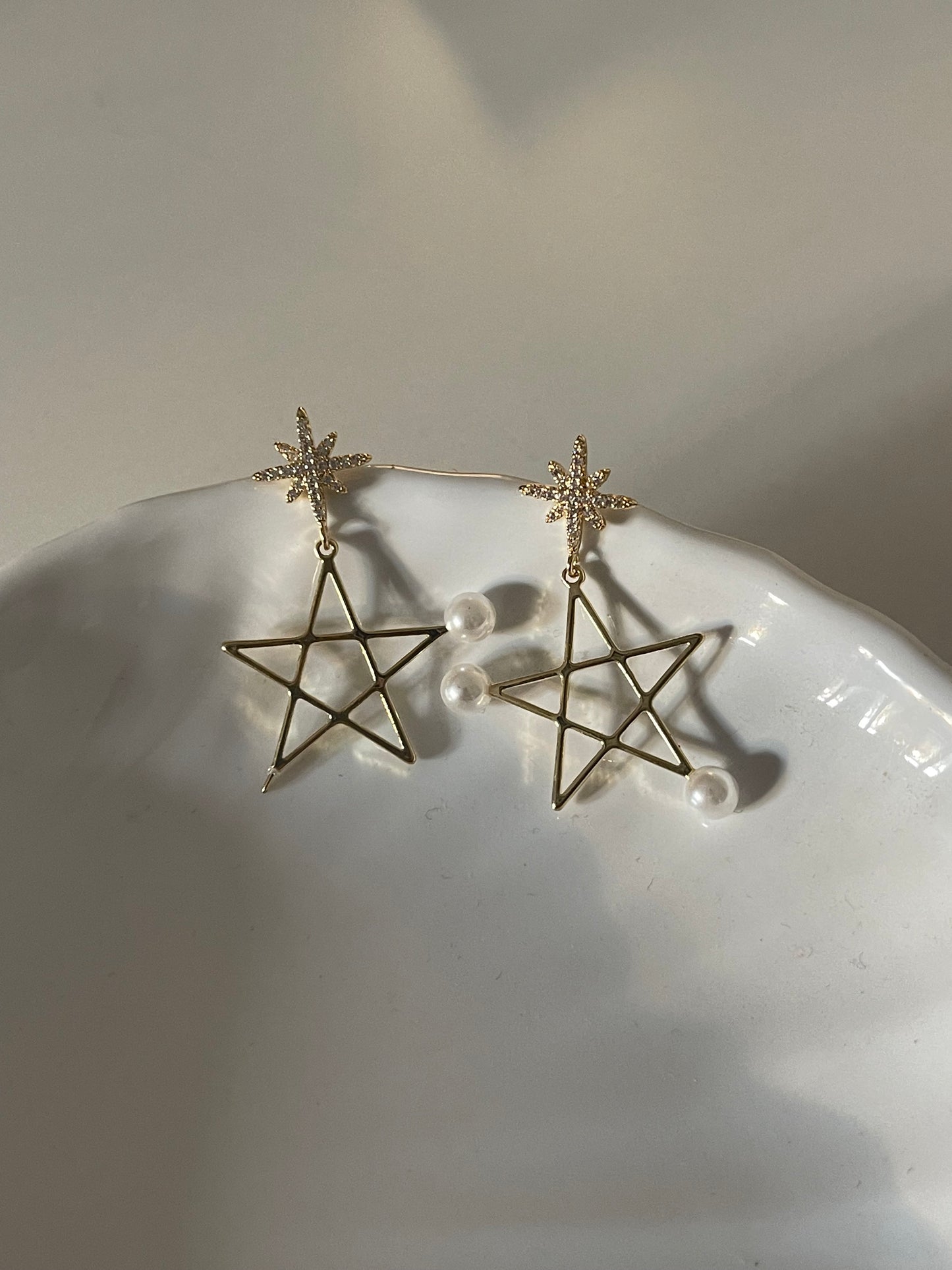 Pearl Star Dangle Earrings