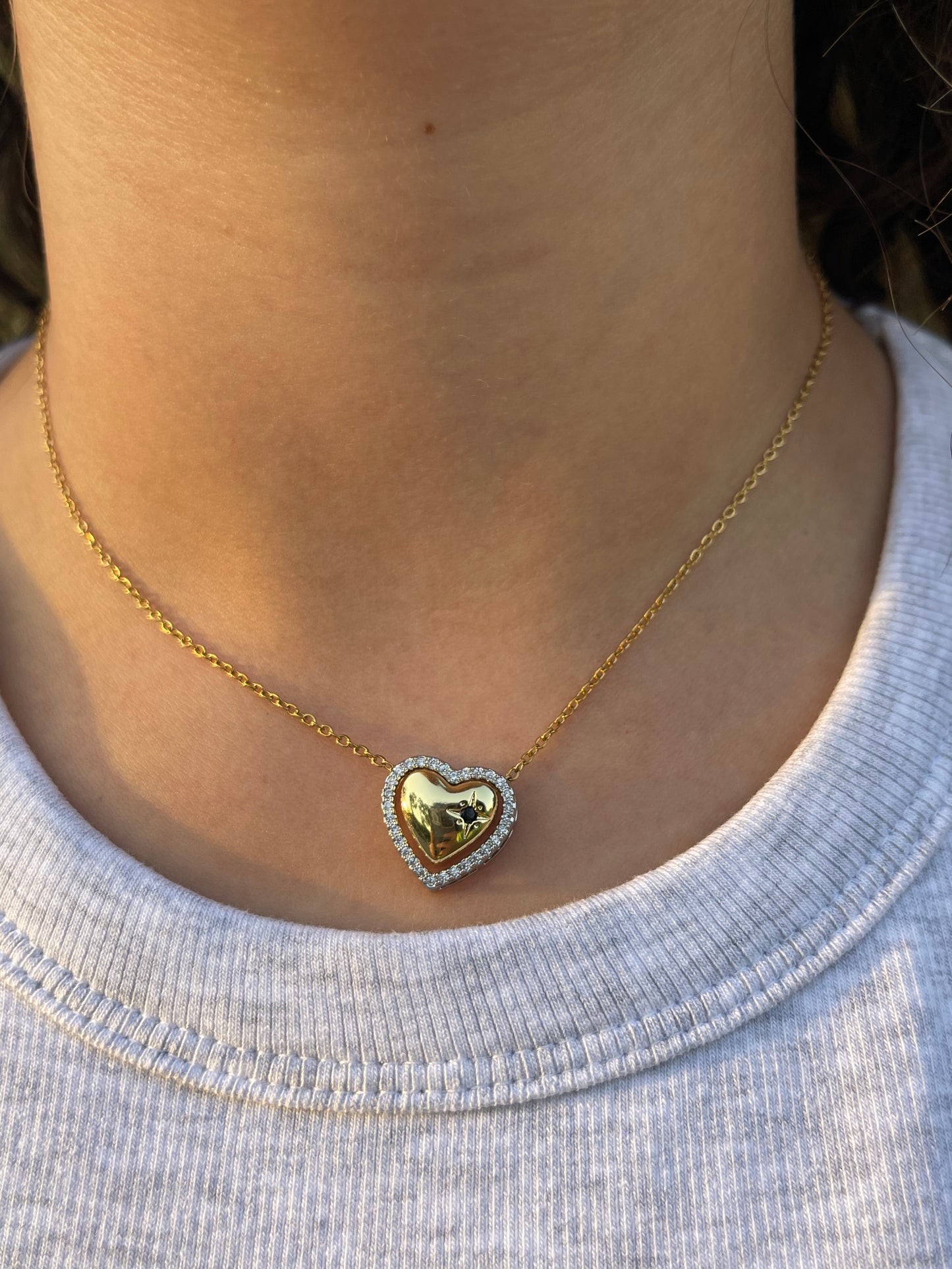 Mixed Crystal Heart Necklace (Stainless Steel)