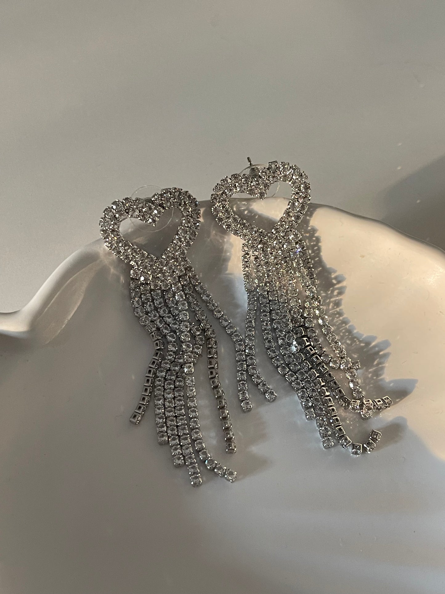 Crystal Heart Dangle Earrings