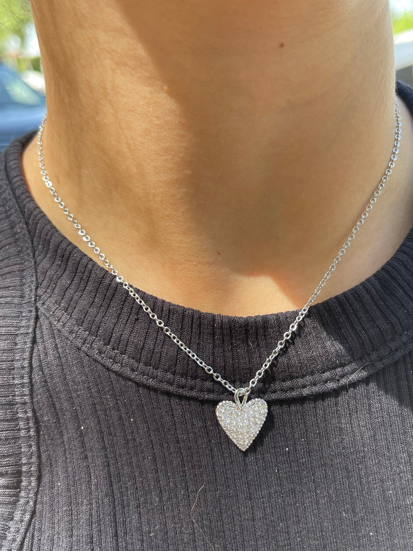Crystal Heart Necklace (Stainless Steel)