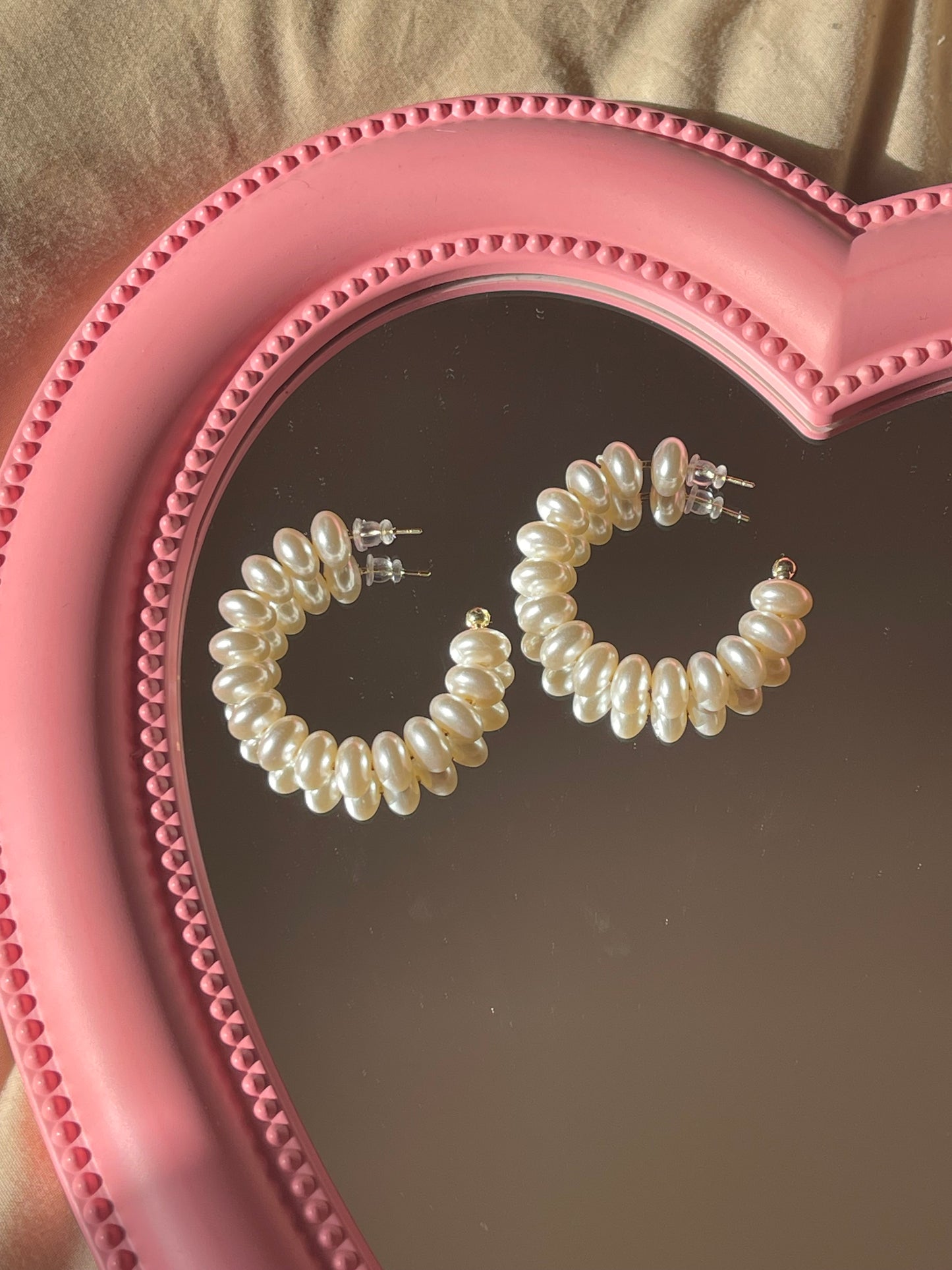 Minimal Pearl Hoop Earrings