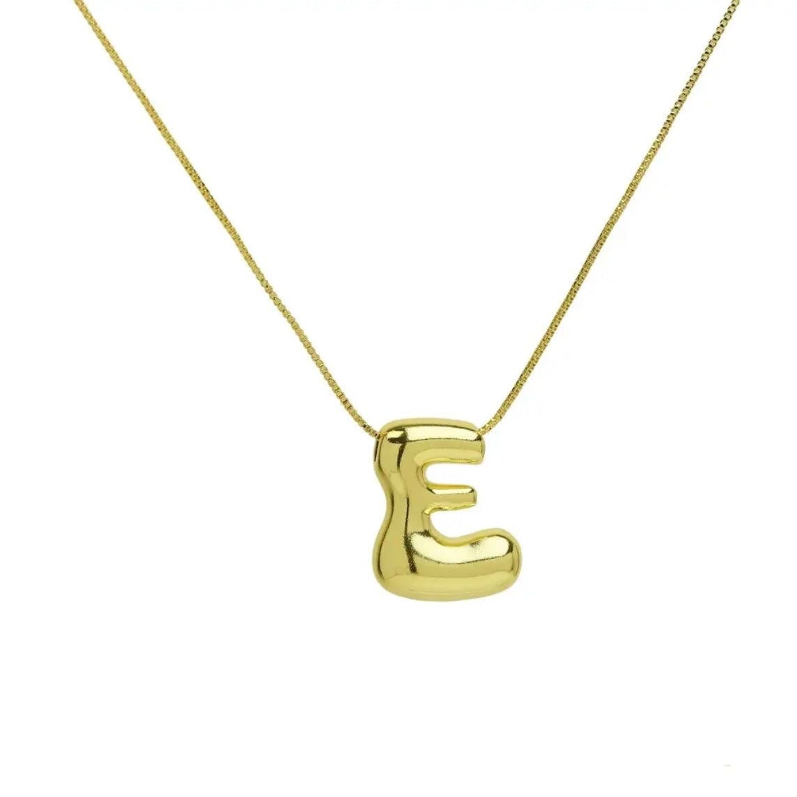 Curvy Bubble Initial Letter Necklace (Stainless Steel)