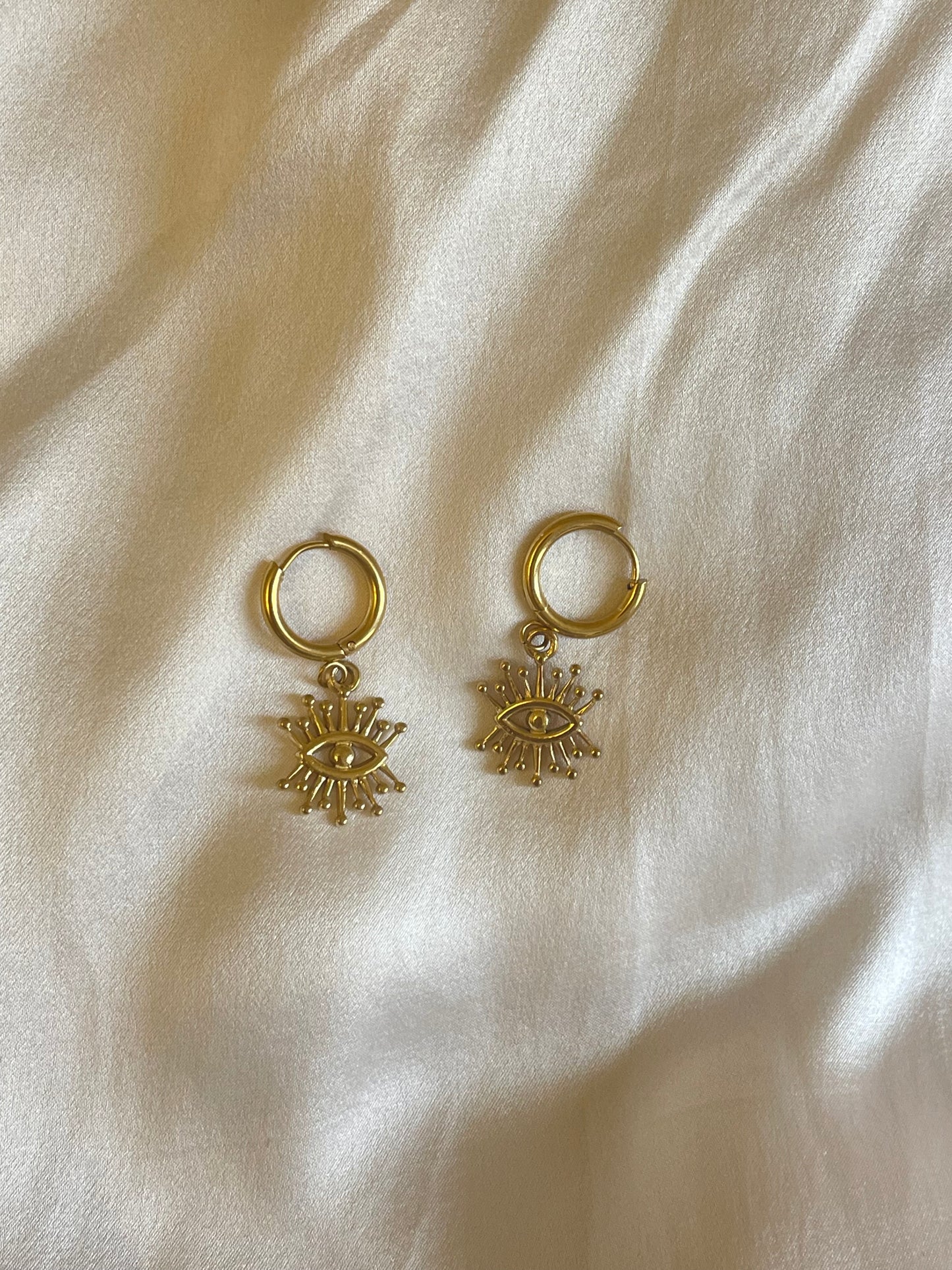 Evil Eye Hoop Earrings (Stainless Steel)